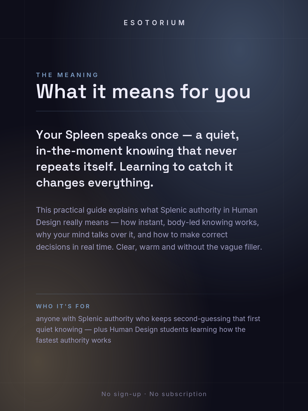 Splenic Authority — How to Make Decisions — what it means