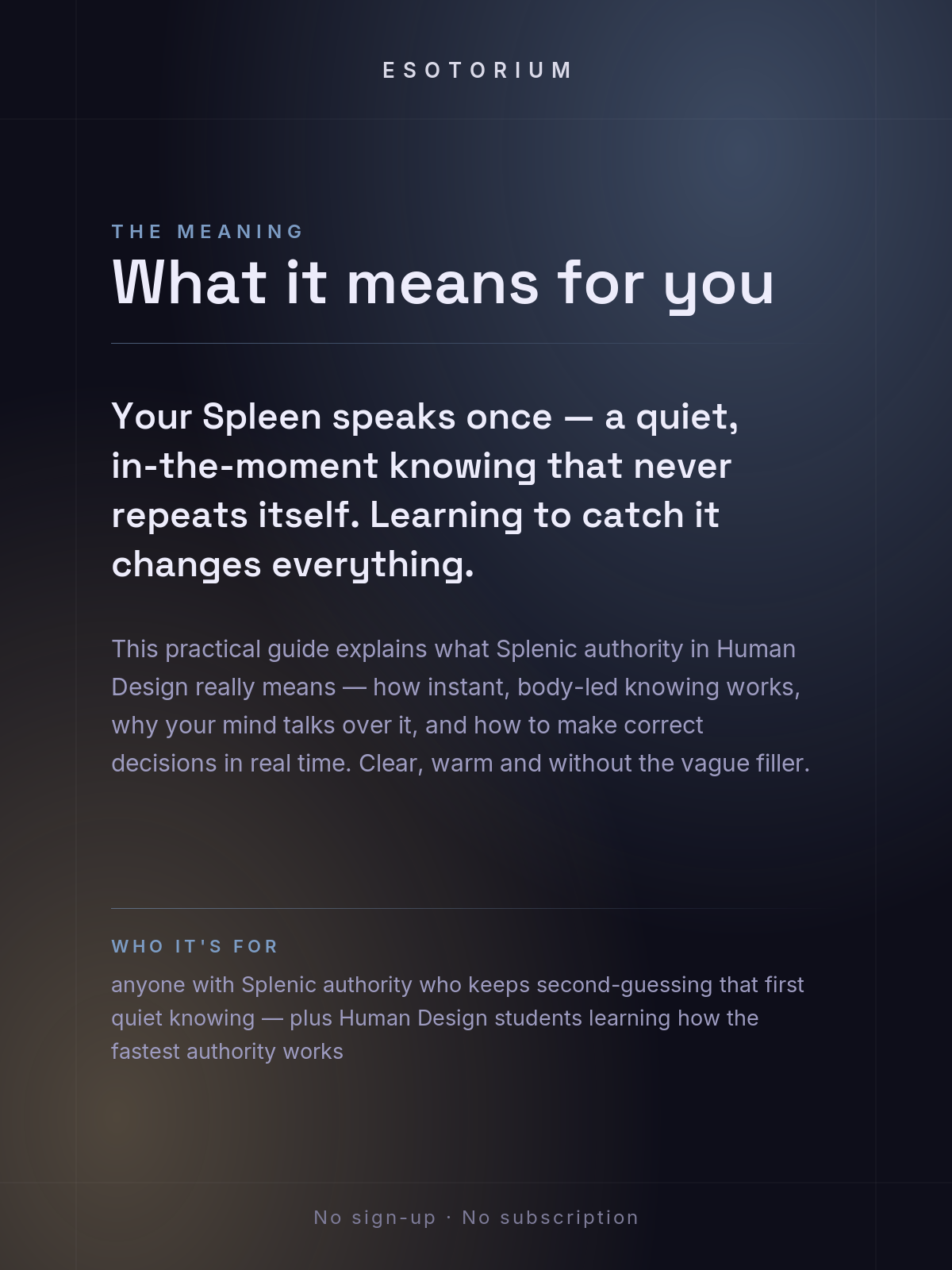 Splenic Authority — How to Make Decisions — what it means