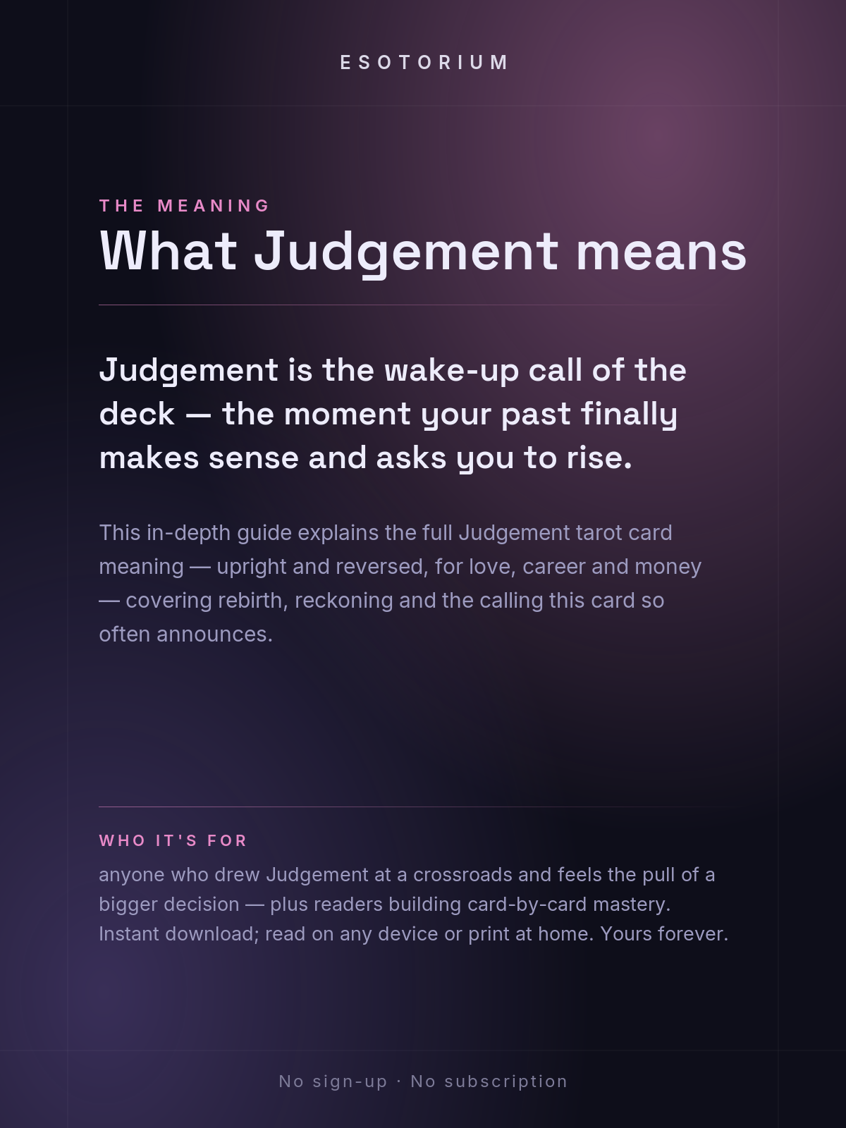 Judgement — Tarot Card Meaning (Upright & Reversed) — Who it's for