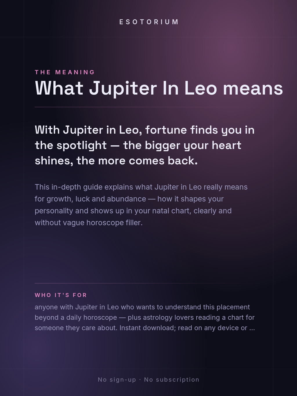 Jupiter in Leo — Meaning in Your Birth Chart — What it means