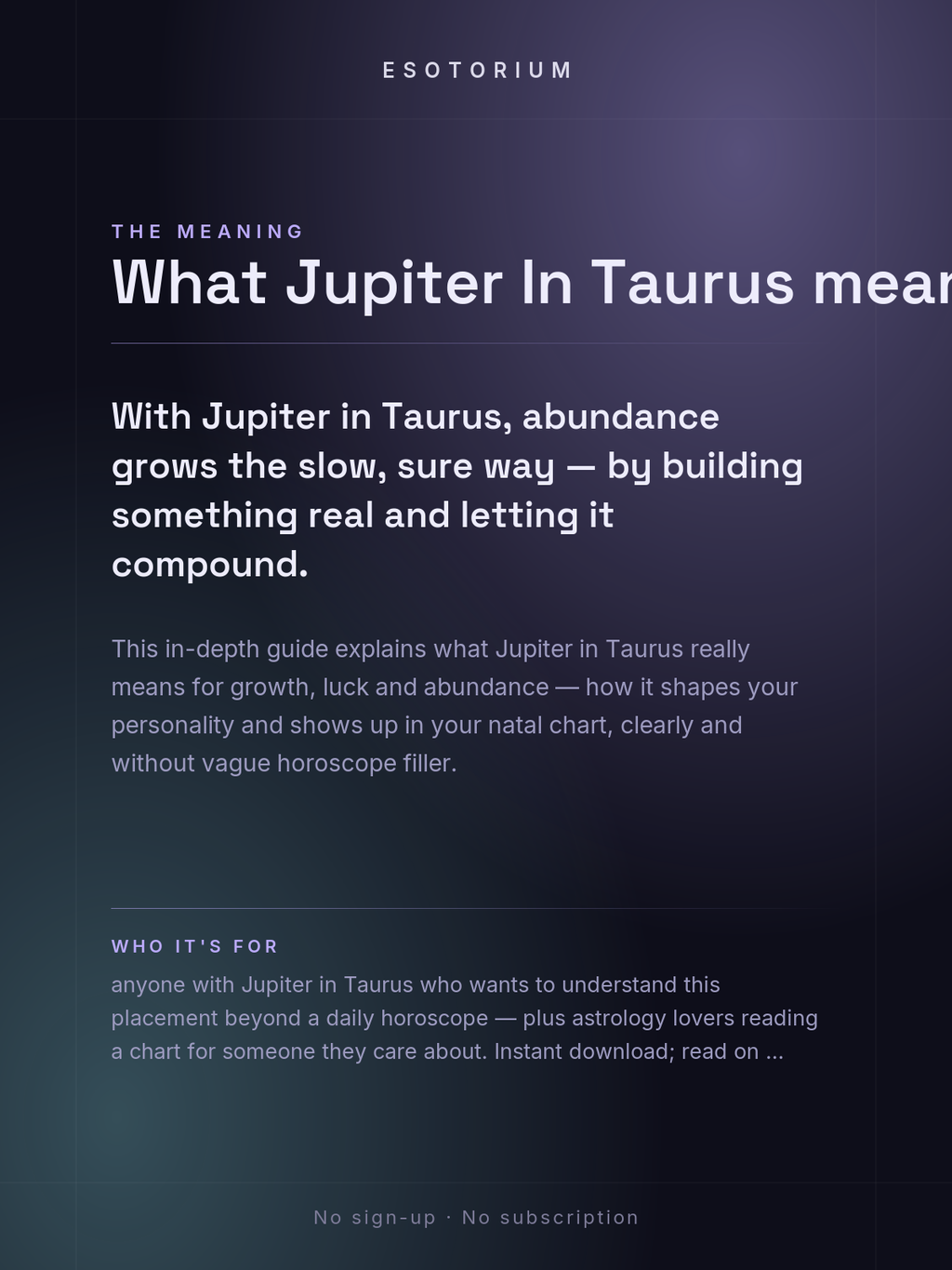 Jupiter in Taurus — Meaning in Your Birth Chart — What it means