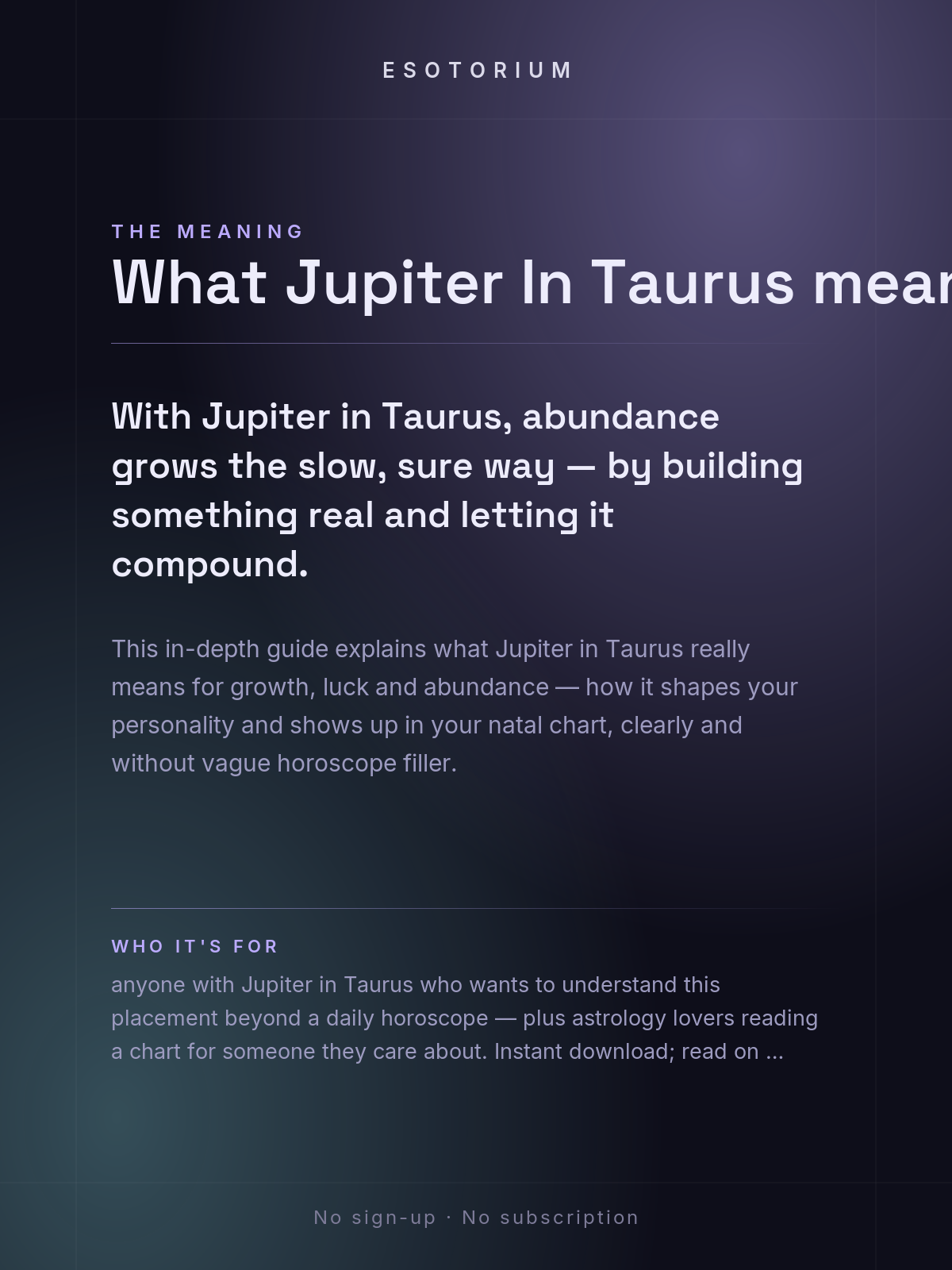 Jupiter in Taurus — Meaning in Your Birth Chart — What it means