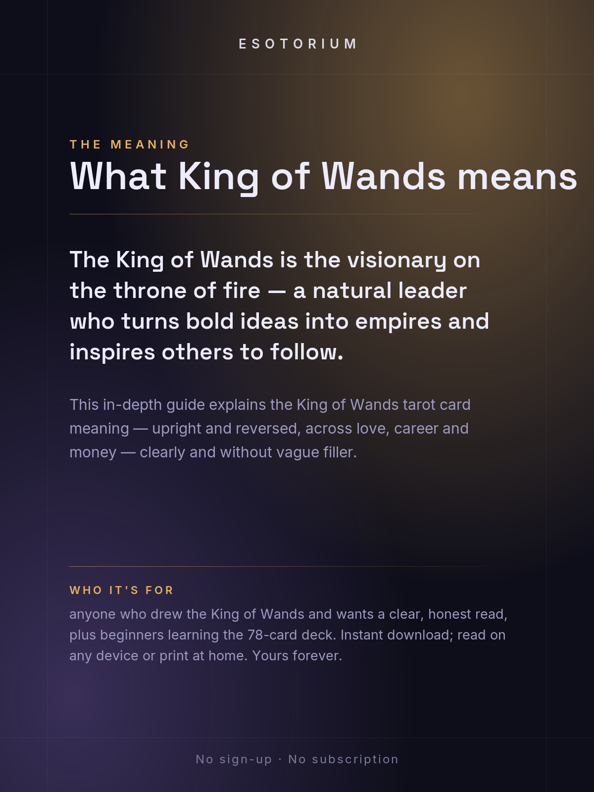 King of Wands — Tarot Card Meaning (Upright & Reversed) — Who it's for