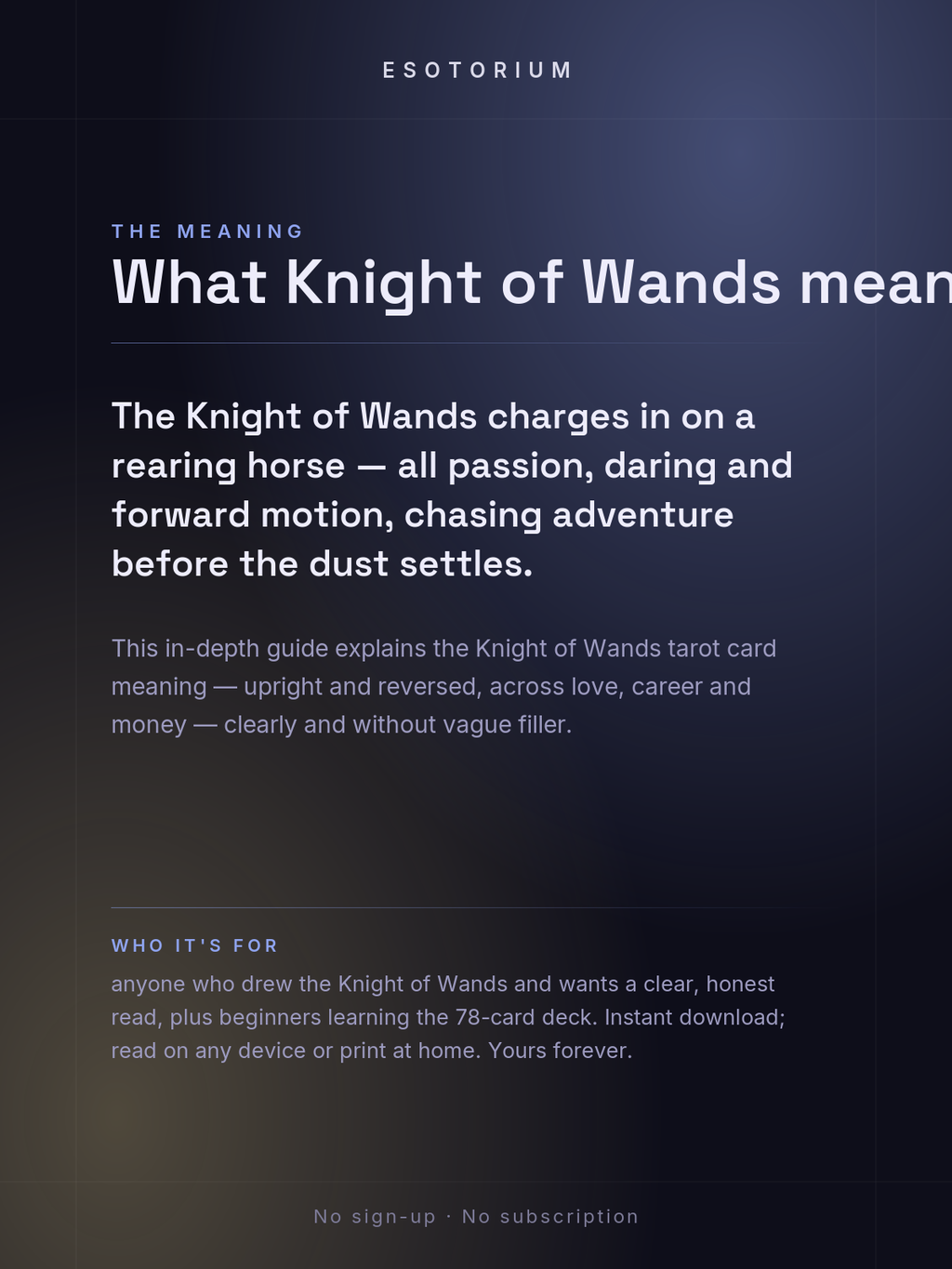 Knight of Wands — Tarot Card Meaning (Upright & Reversed) — Who it's for