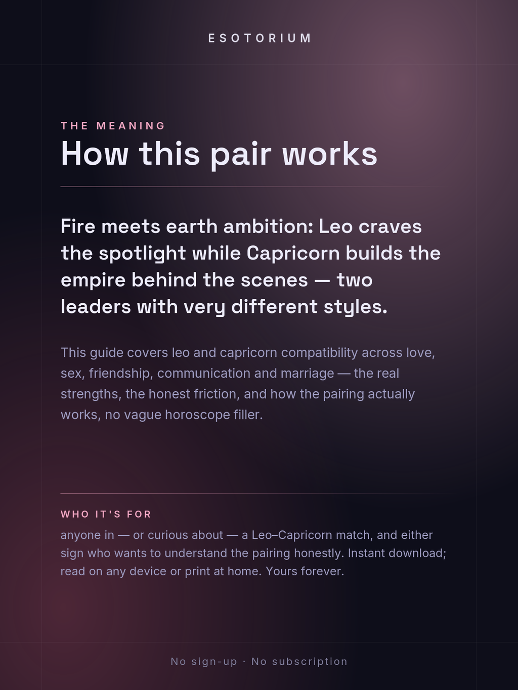 Leo and Capricorn Compatibility — Love, Sex & Friendship — What it means