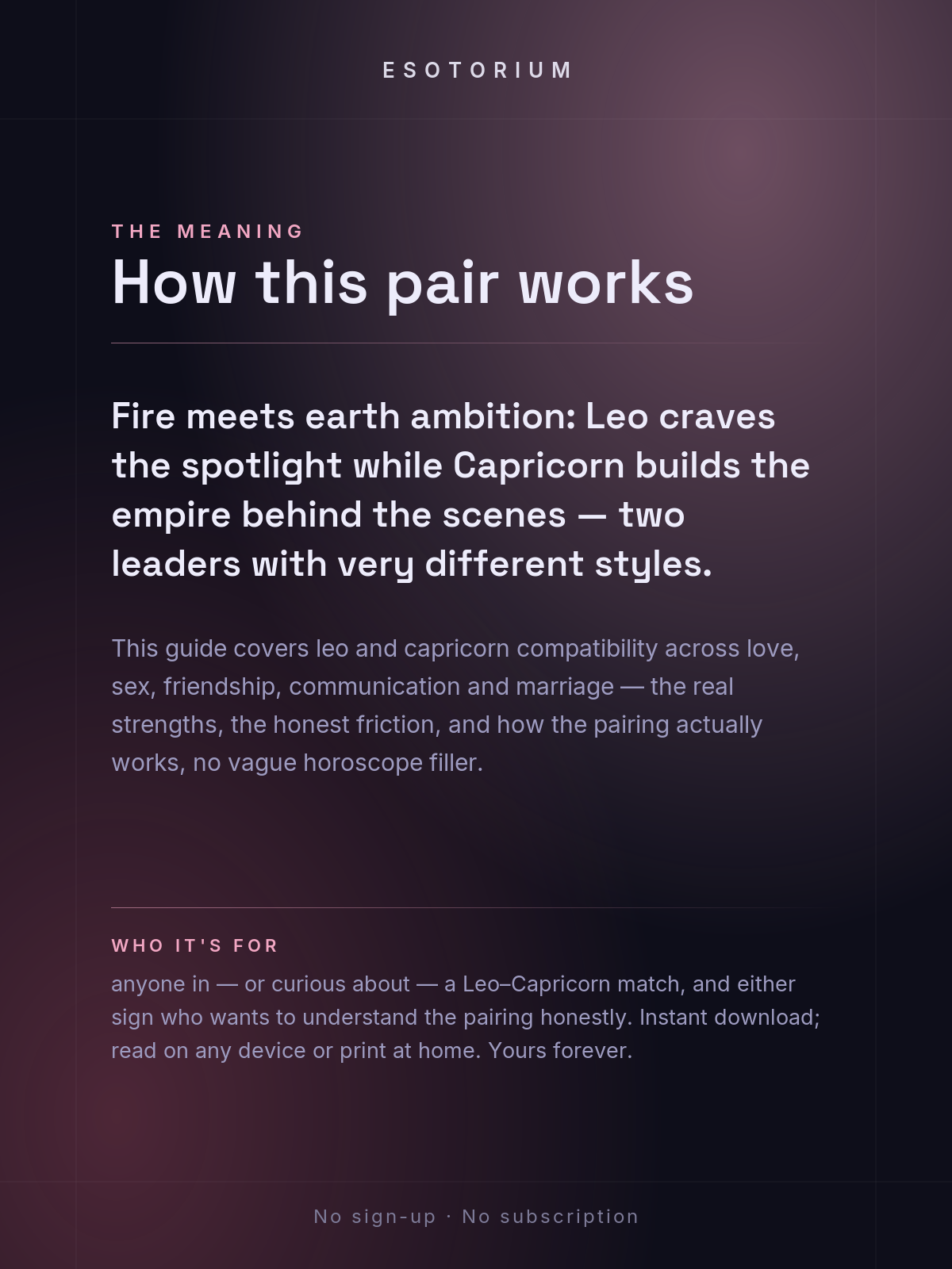 Leo and Capricorn Compatibility — Love, Sex & Friendship — What it means