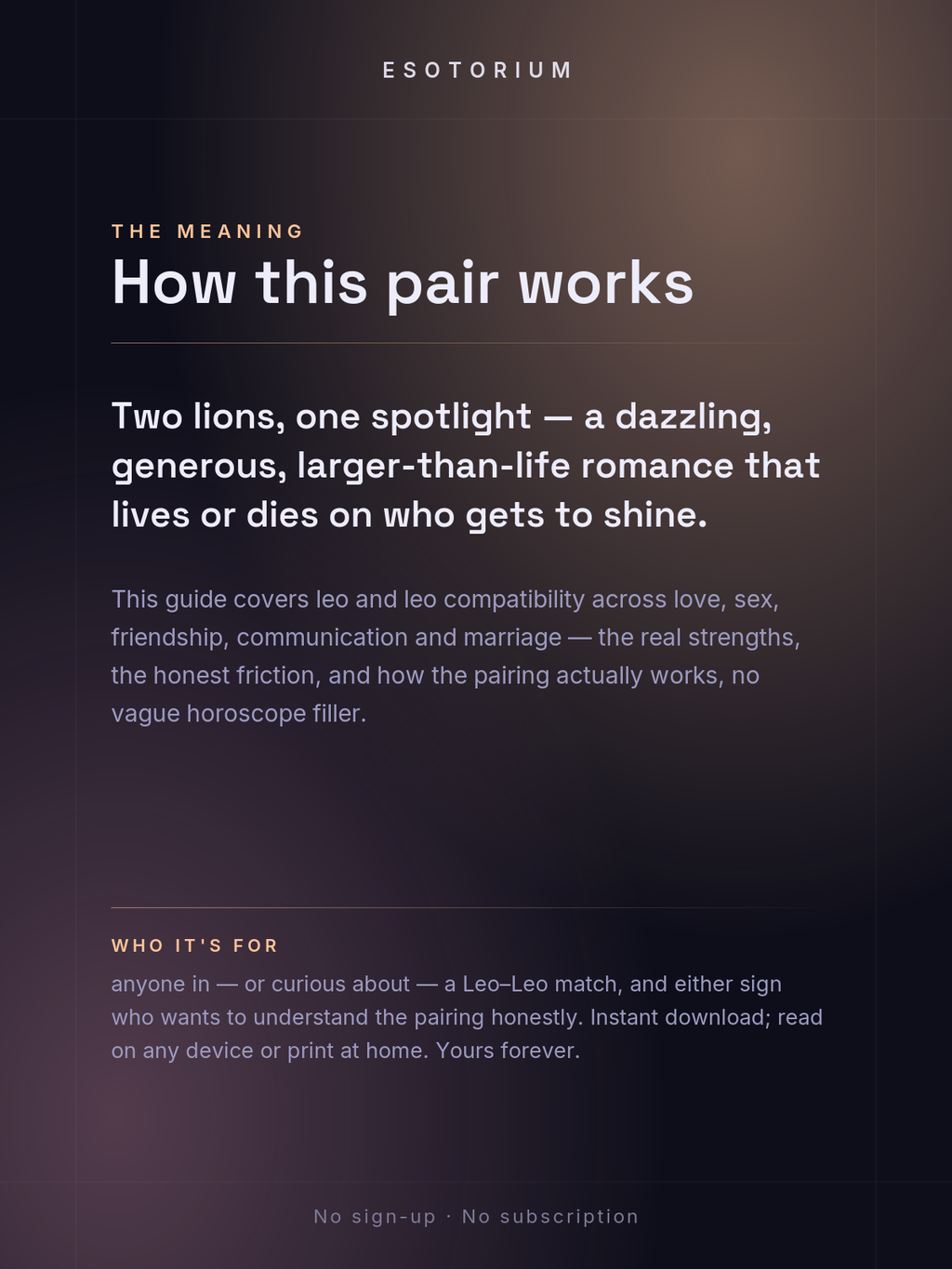 Leo and Leo Compatibility — Love, Sex & Friendship — What it means