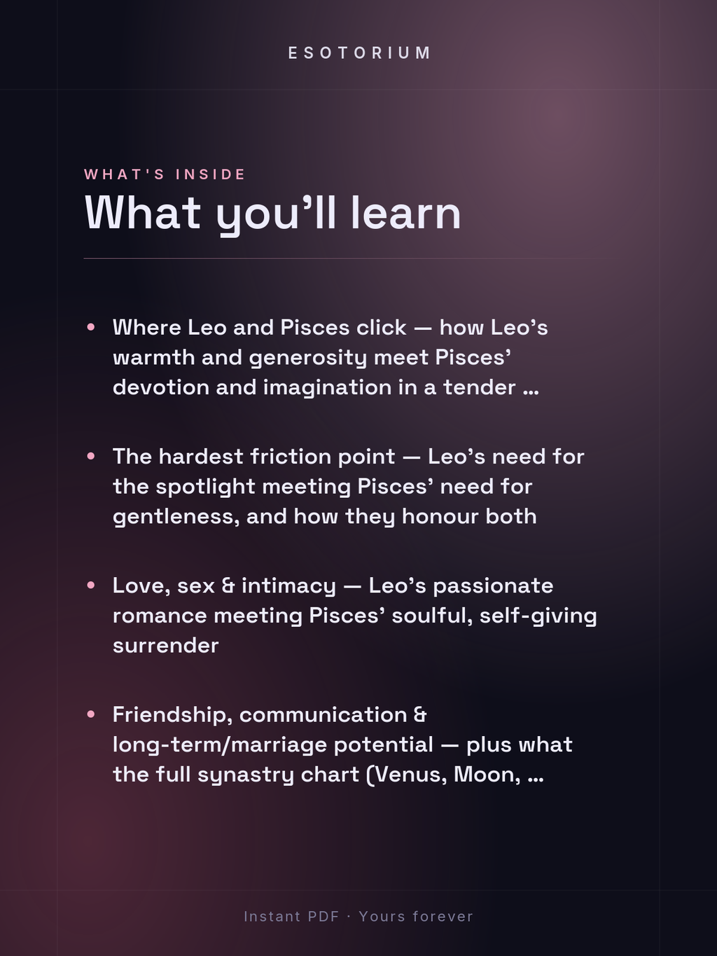 Leo and Pisces Compatibility — Love, Sex & Friendship — What's inside
