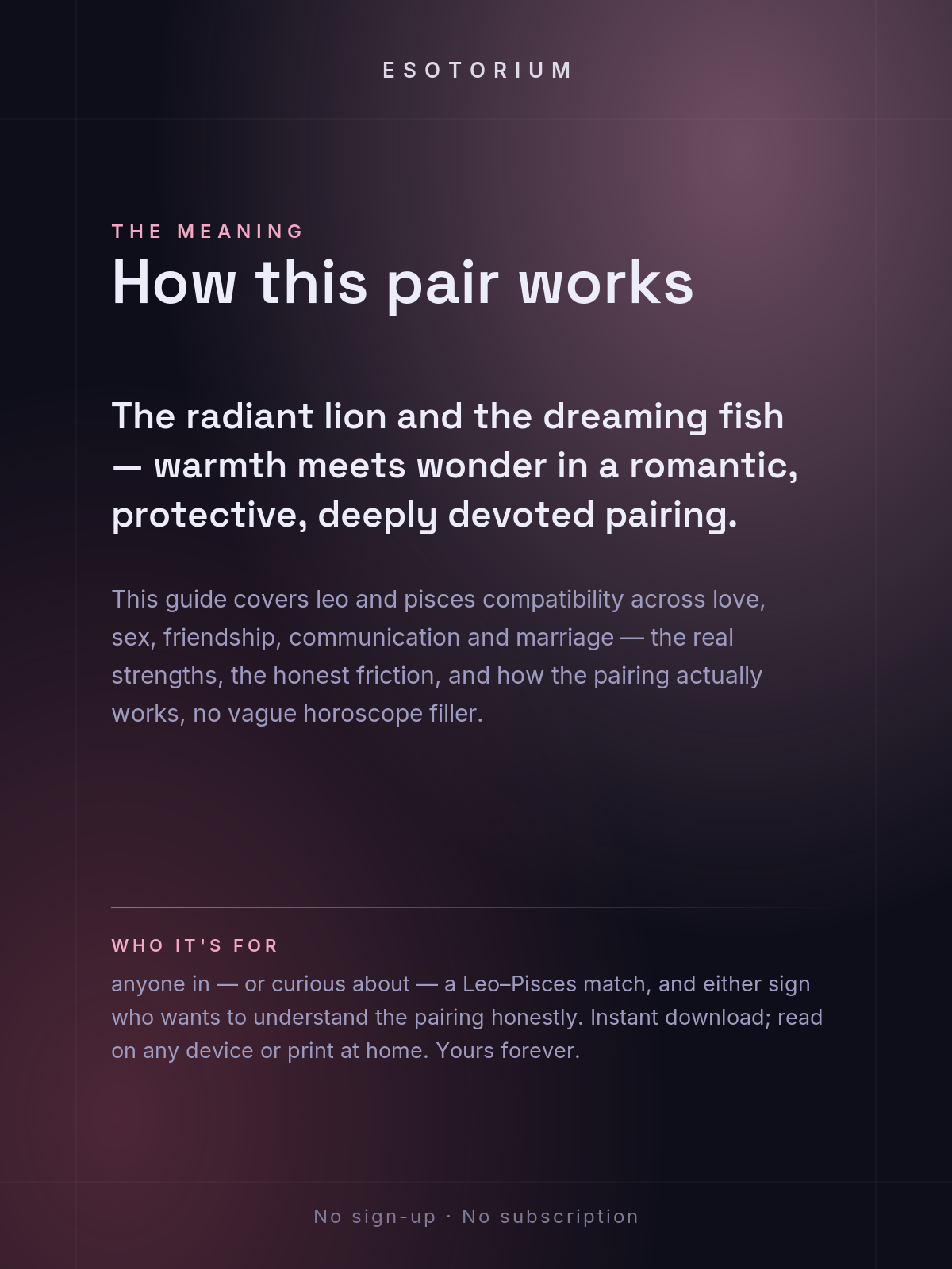 Leo and Pisces Compatibility — Love, Sex & Friendship — What it means