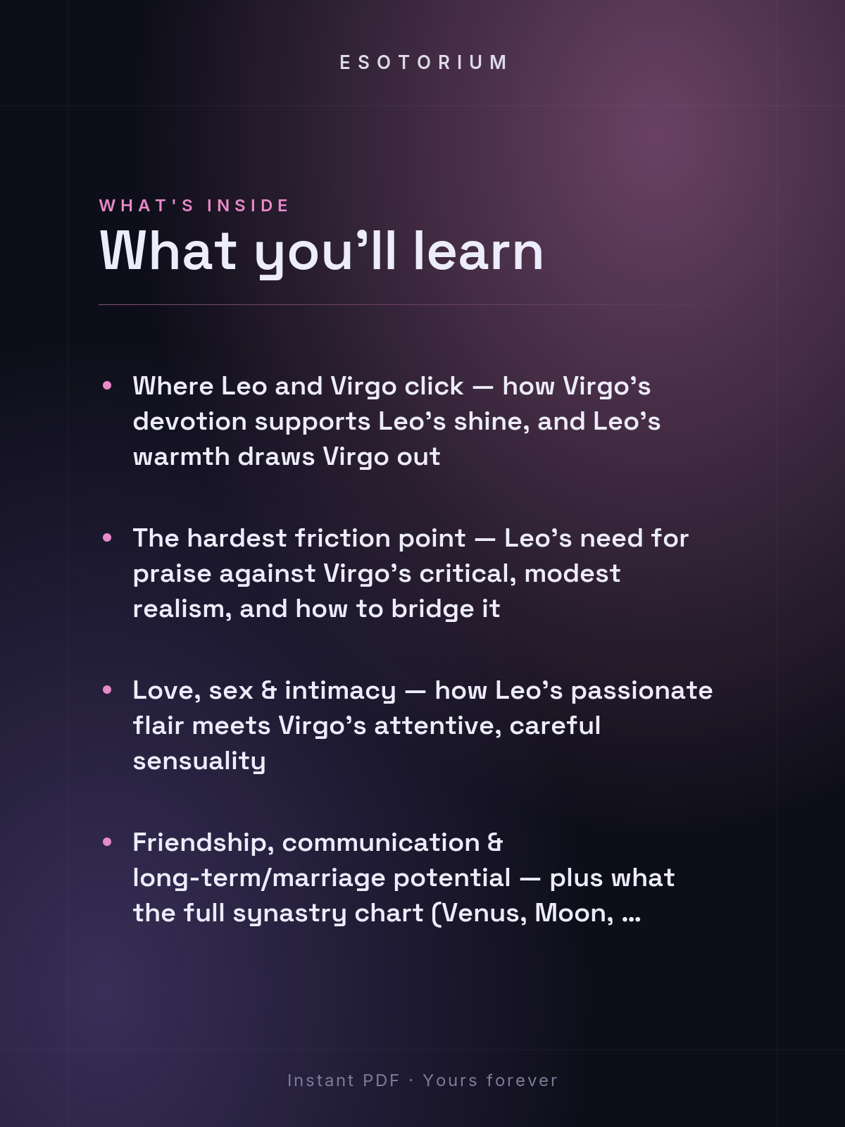 Leo and Virgo Compatibility — Love, Sex & Friendship — What's inside