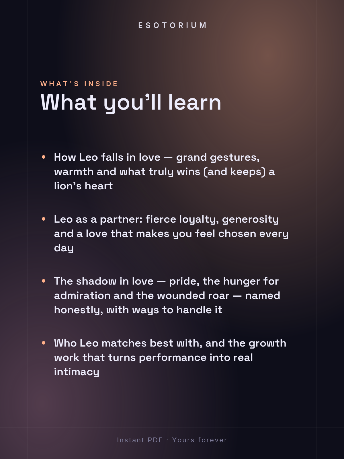 Leo in Love & Relationships — what you'll learn