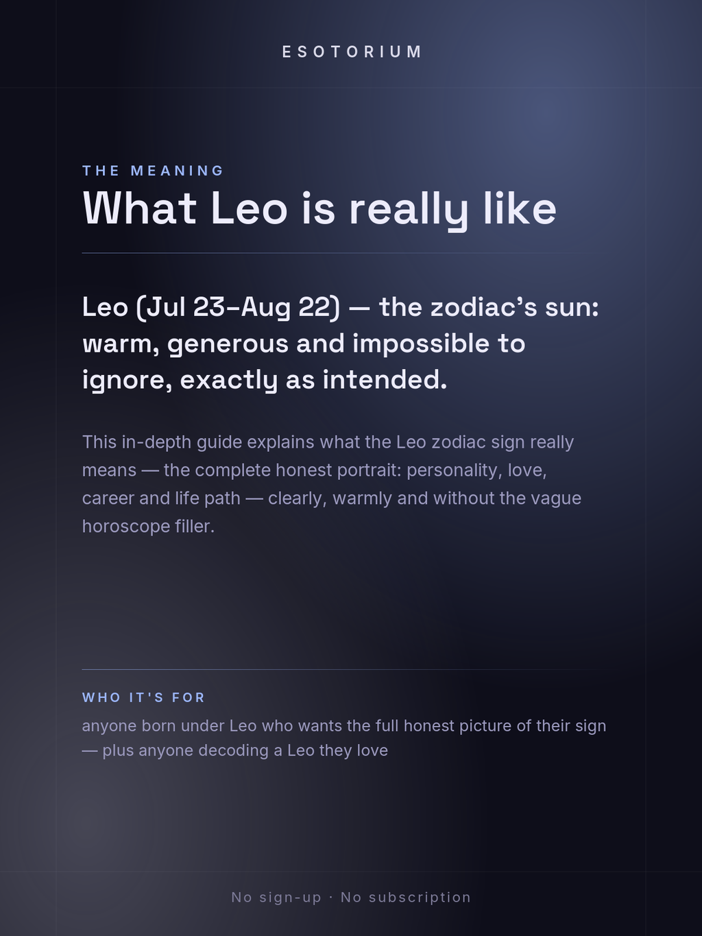 Leo Zodiac Sign — Complete Personality Guide — what it means