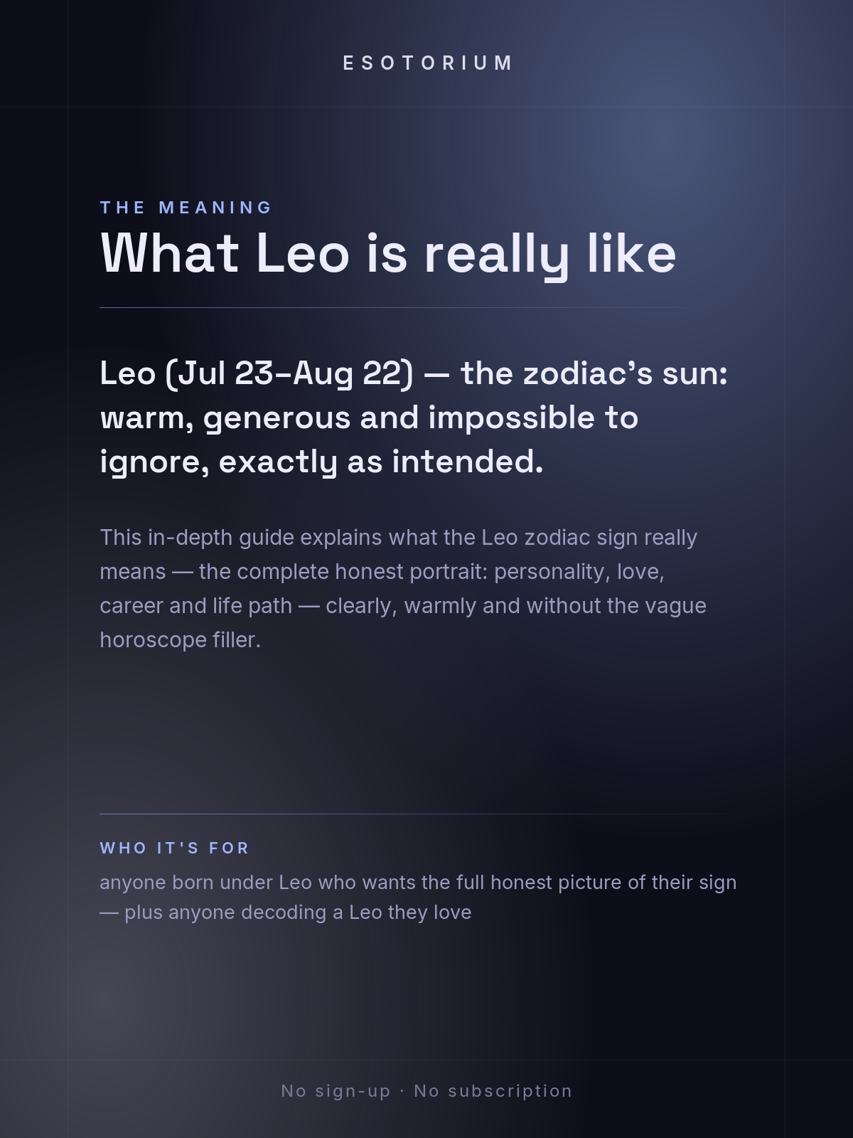 Leo Zodiac Sign — Complete Personality Guide — what it means
