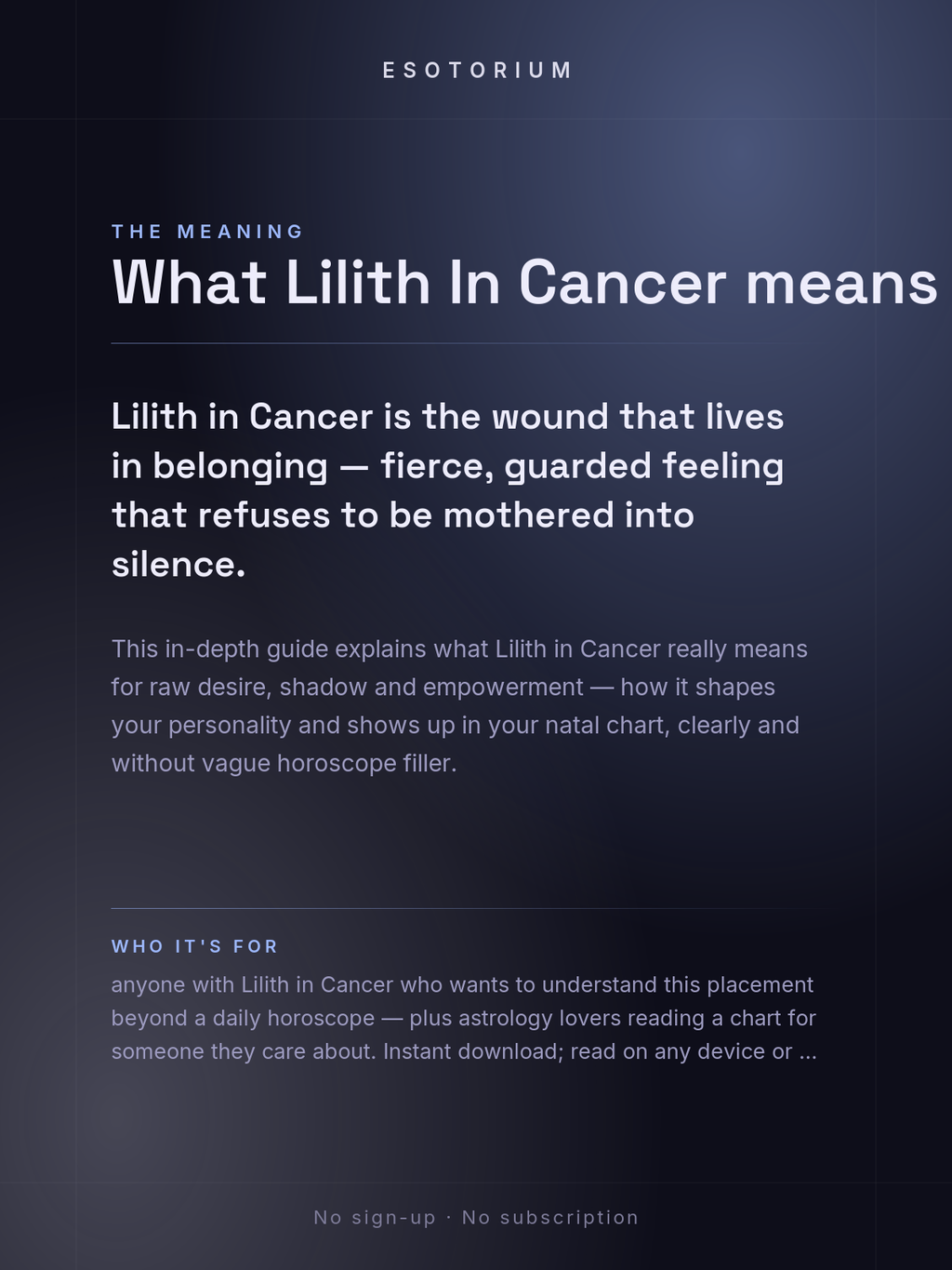 Lilith in Cancer — Meaning in Your Birth Chart — What it means