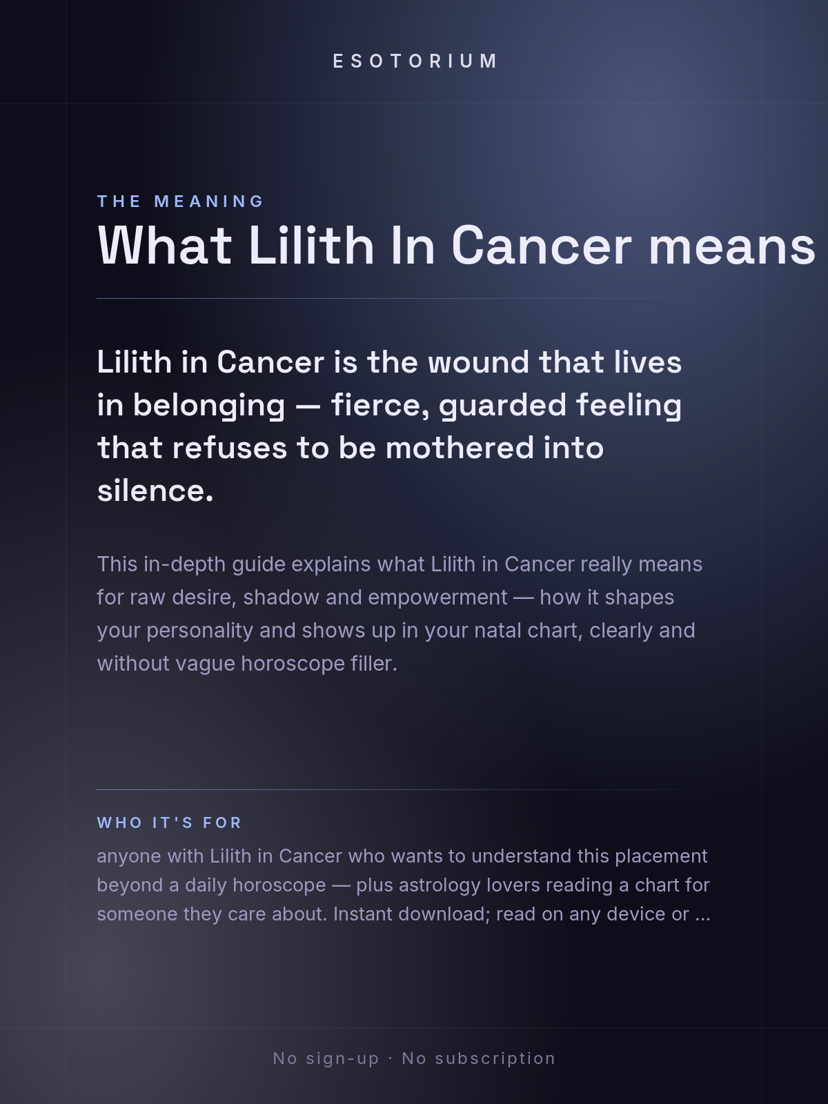 Lilith in Cancer — Meaning in Your Birth Chart — What it means