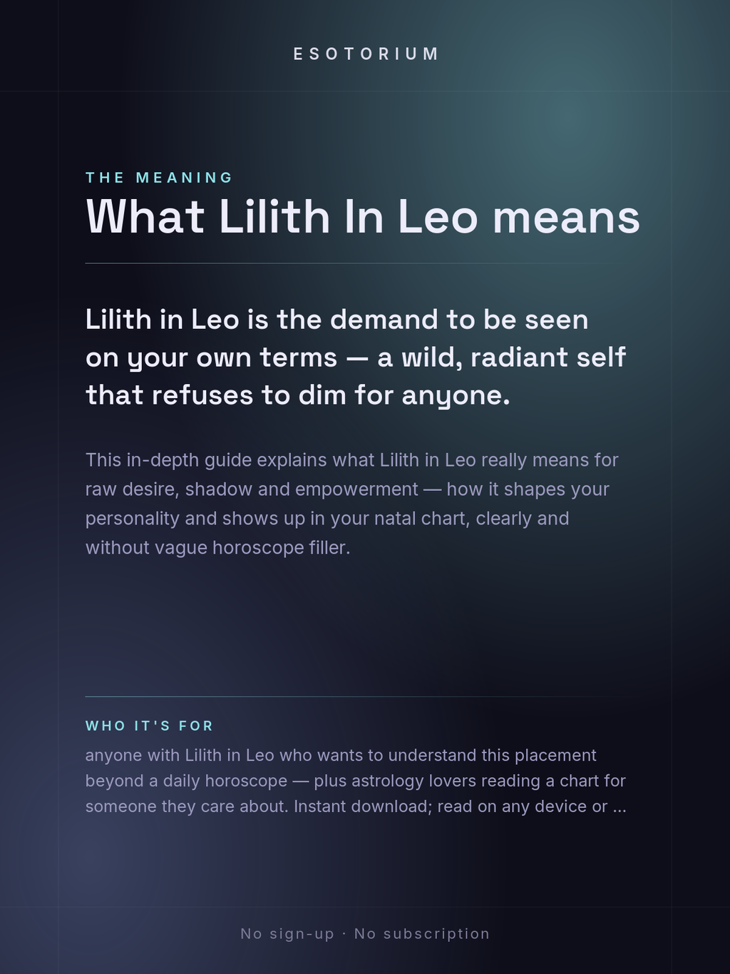 Lilith in Leo — Meaning in Your Birth Chart — What it means
