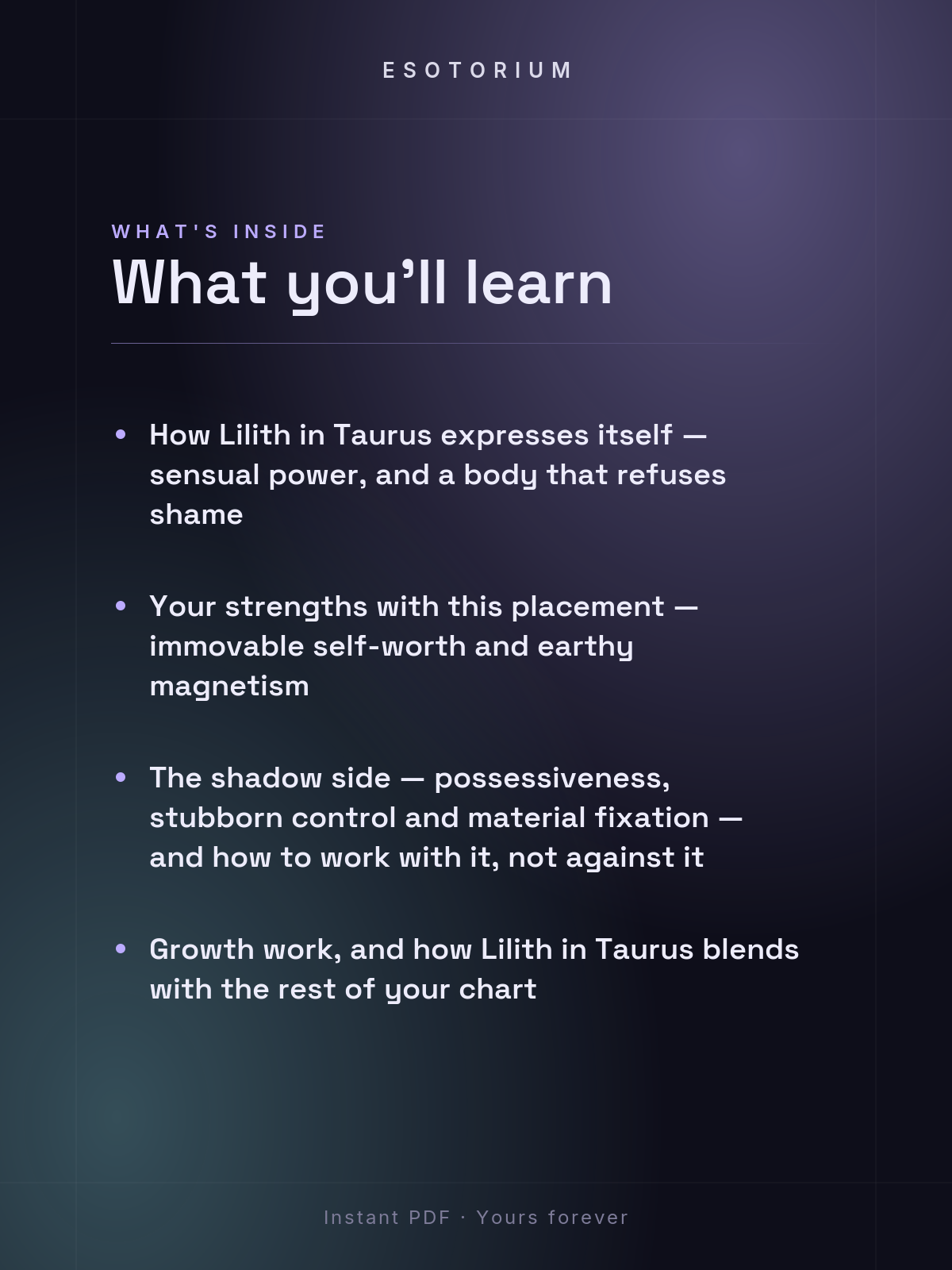 Lilith in Taurus — Meaning in Your Birth Chart — What's inside