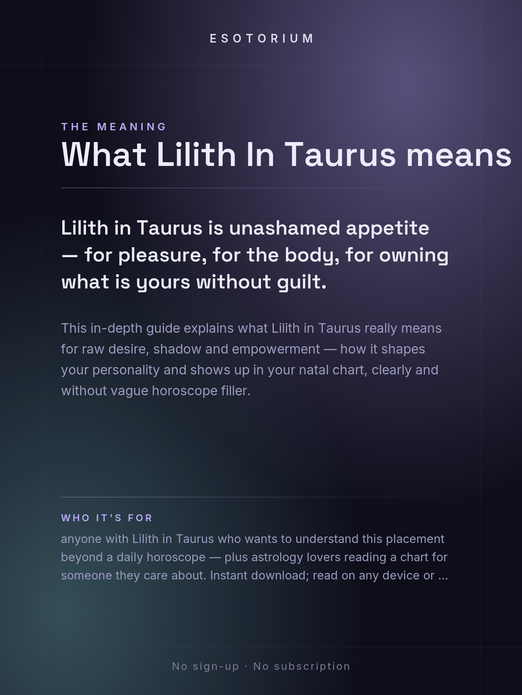 Lilith in Taurus — Meaning in Your Birth Chart — What it means
