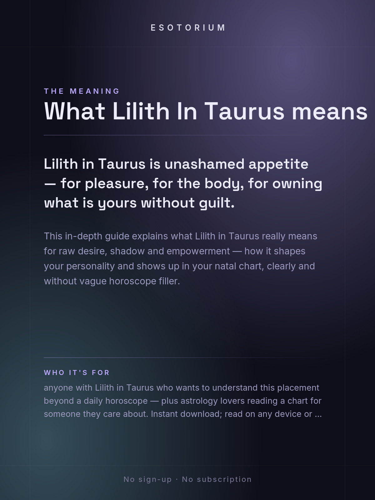 Lilith in Taurus — Meaning in Your Birth Chart — What it means