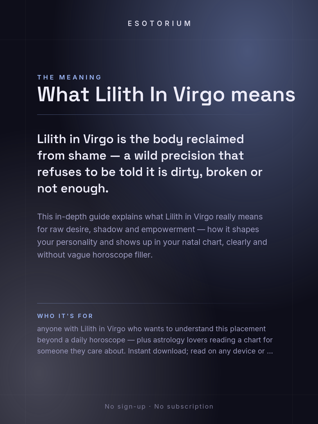 Lilith in Virgo — Meaning in Your Birth Chart — What it means