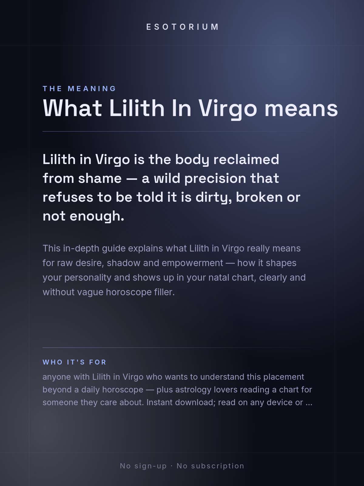 Lilith in Virgo — Meaning in Your Birth Chart — What it means