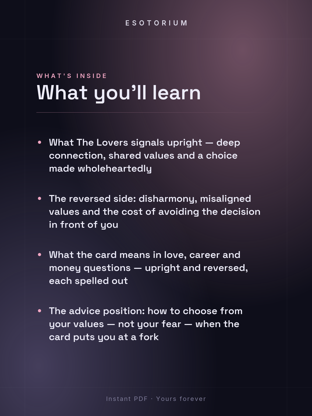 The Lovers — Tarot Card Meaning (Upright & Reversed) — What's inside