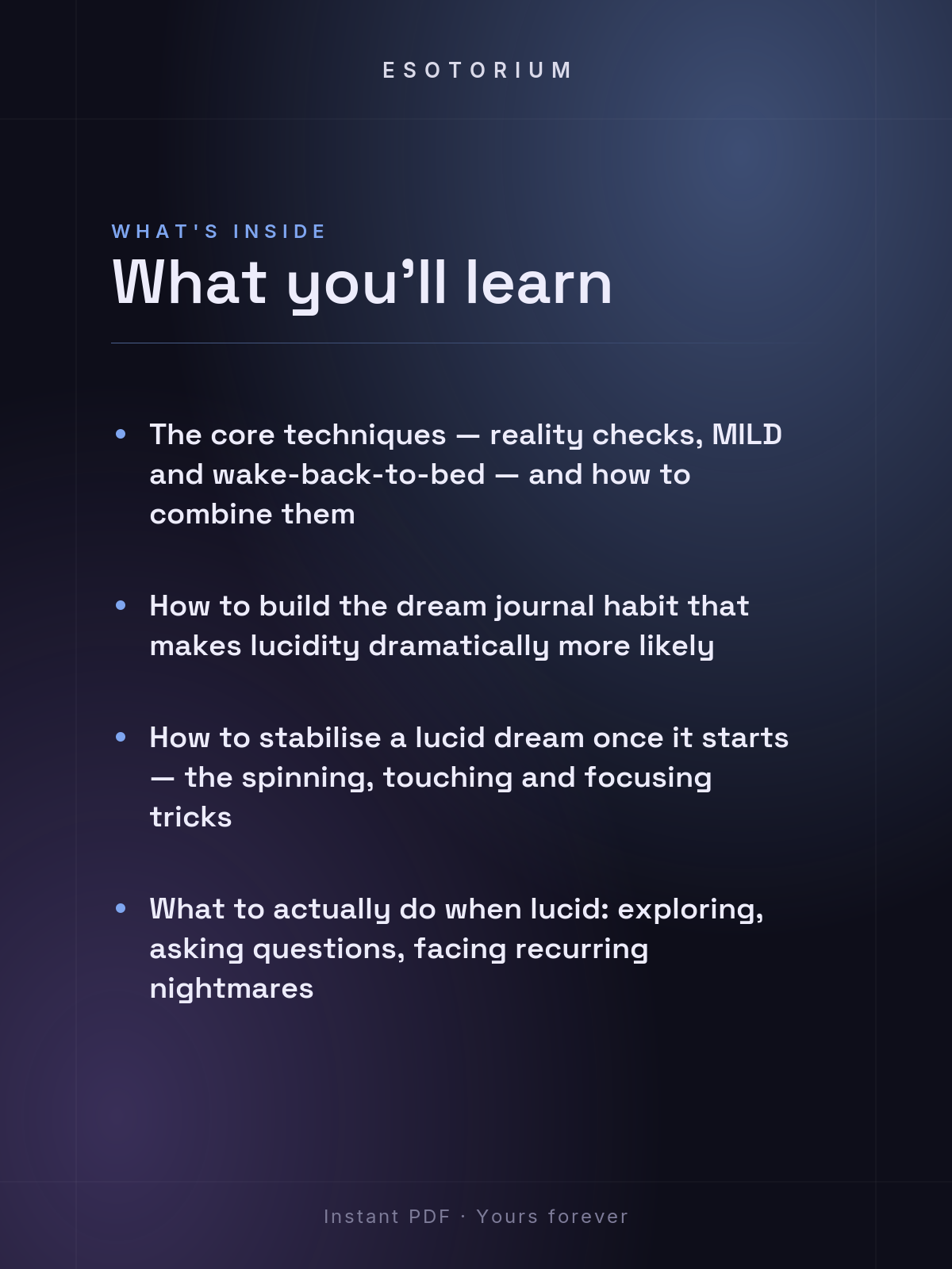 Lucid Dreaming for Beginners — what you'll learn