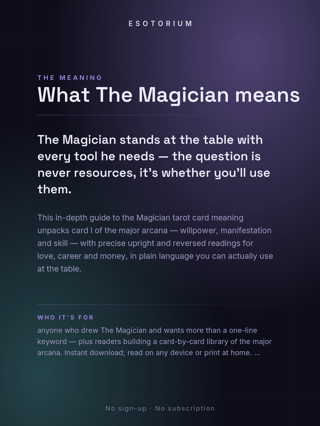 The Magician — Tarot Card Meaning (Upright & Reversed) — Who it's for