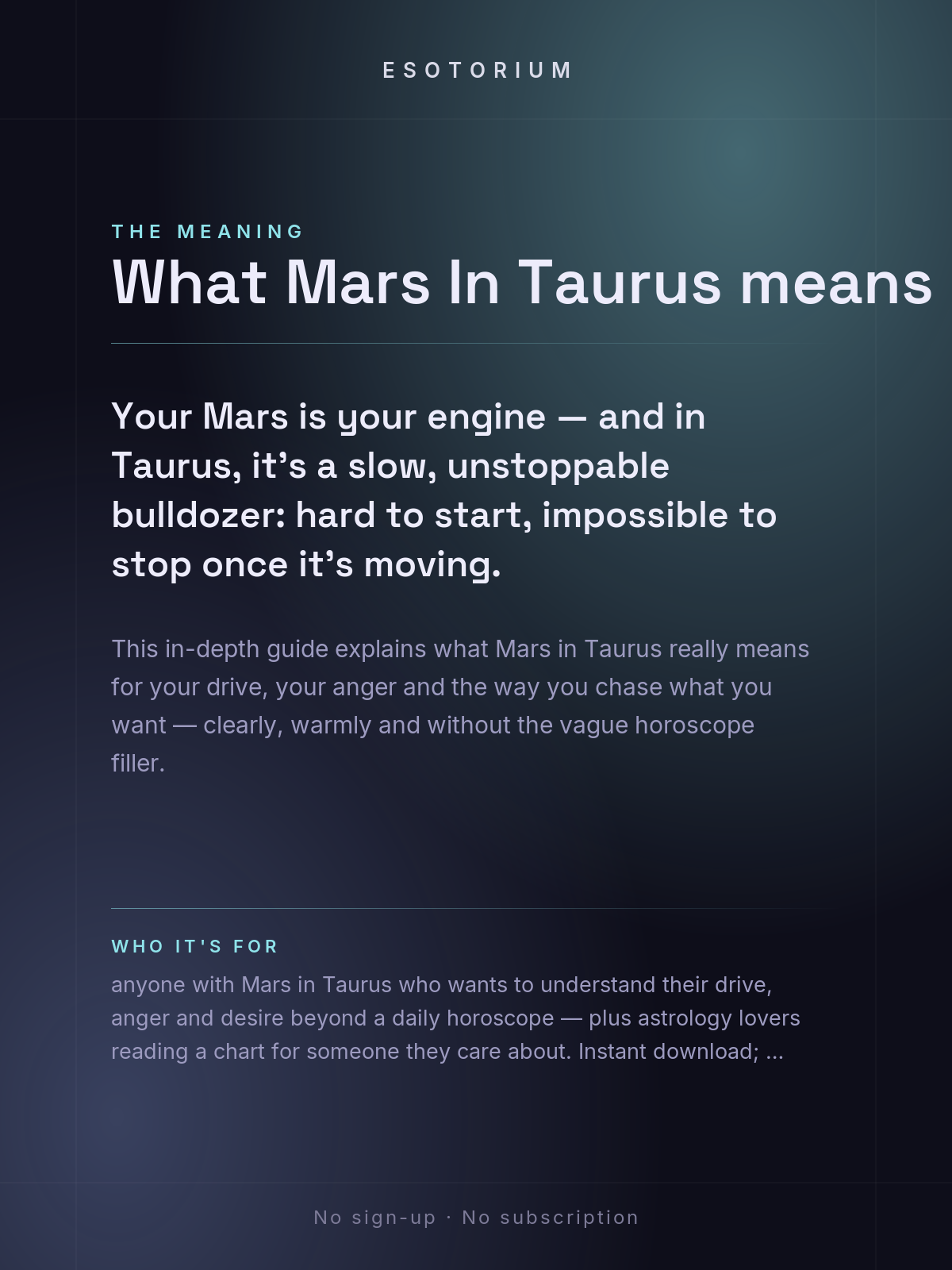 Mars in Taurus — Meaning in Your Birth Chart — What it means