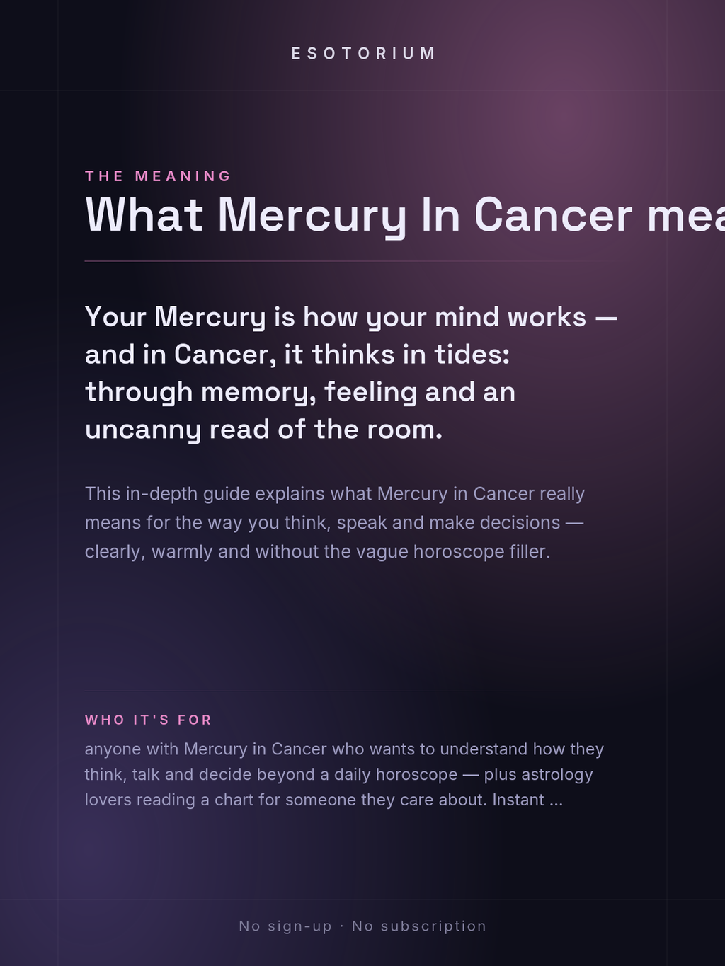 Mercury in Cancer — Meaning in Your Birth Chart — What it means