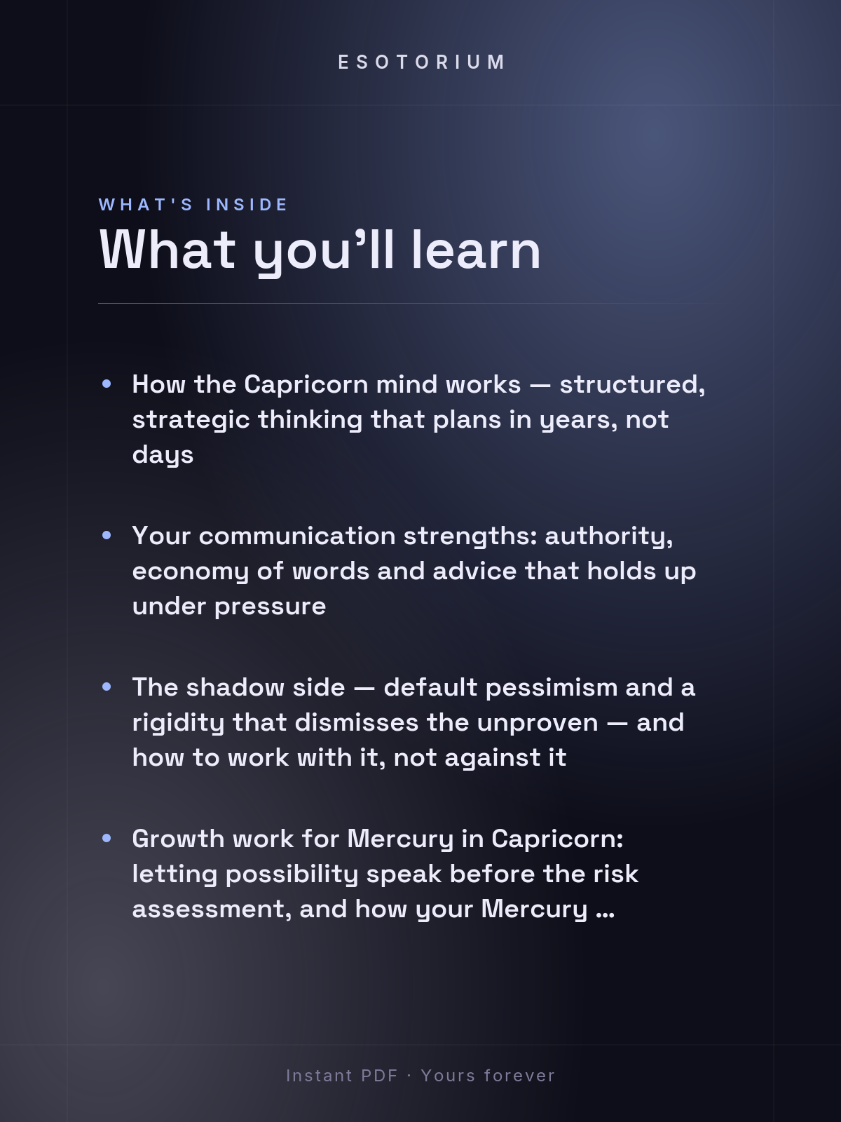 Mercury in Capricorn — Meaning in Your Birth Chart — What's inside