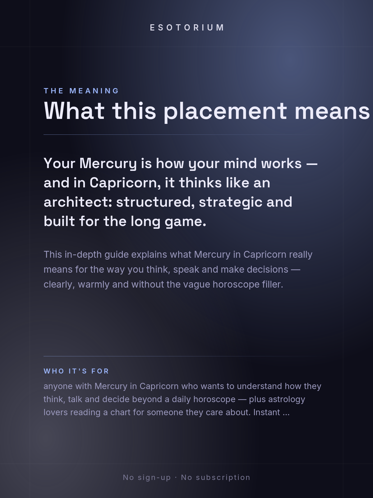 Mercury in Capricorn — Meaning in Your Birth Chart — What it means