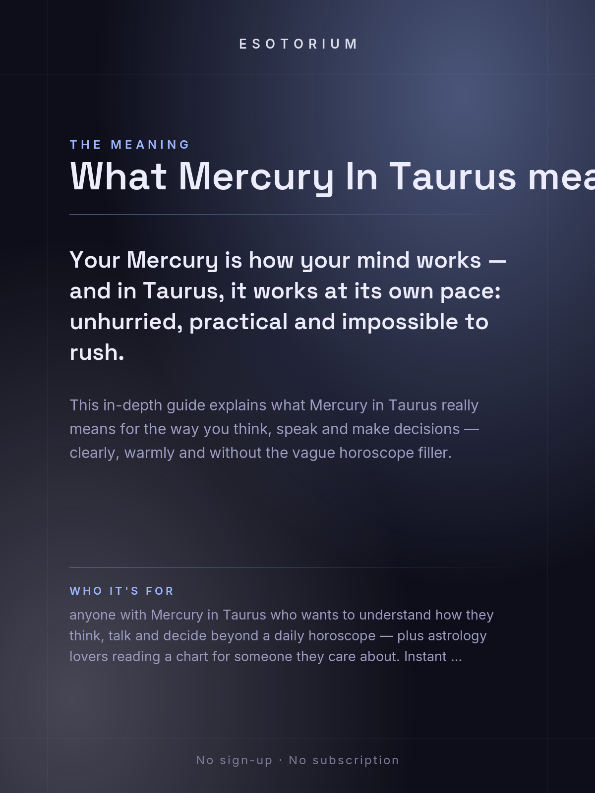 Mercury in Taurus — Meaning in Your Birth Chart — What it means