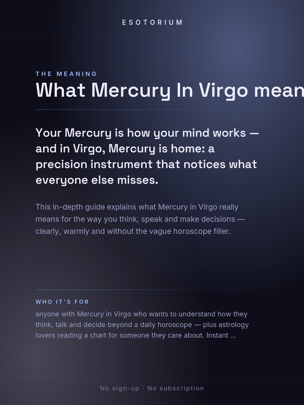 Mercury in Virgo — Meaning in Your Birth Chart — What it means