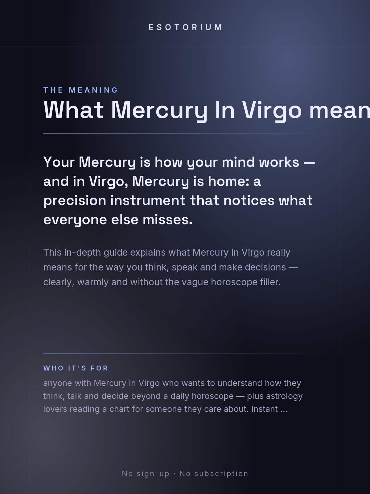 Mercury in Virgo — Meaning in Your Birth Chart — What it means