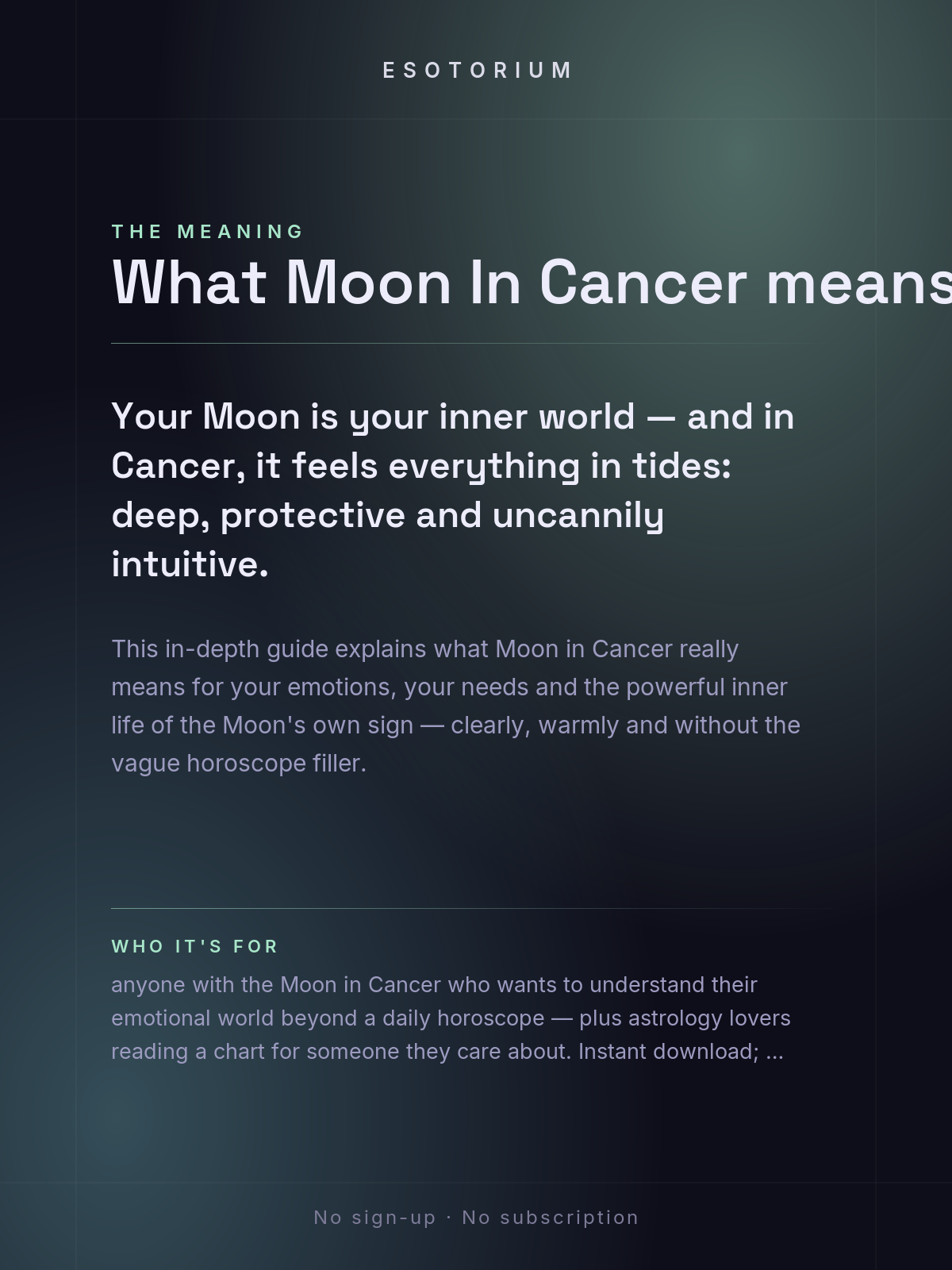 Moon in Cancer — Meaning in Your Birth Chart — What it means