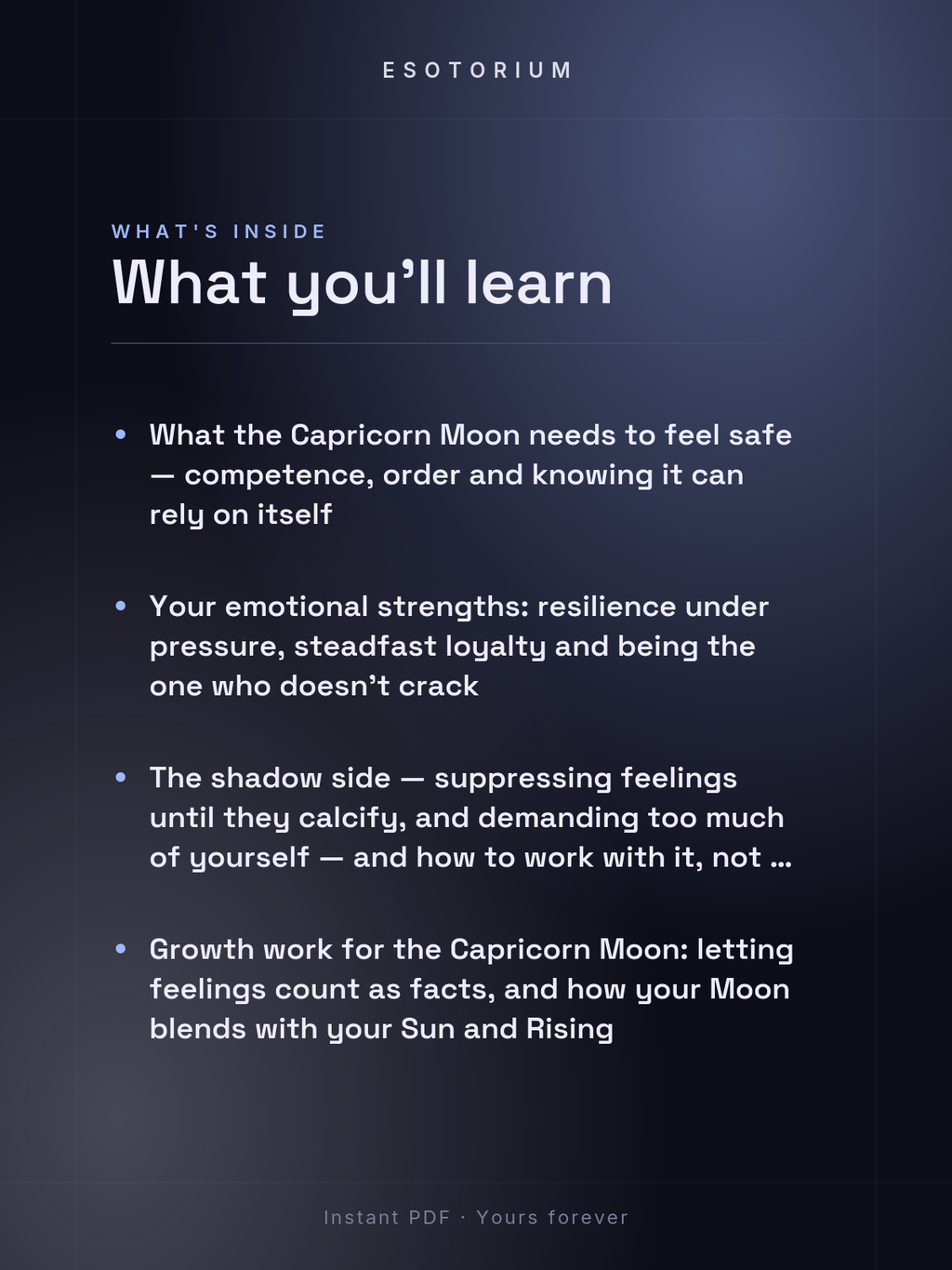 Moon in Capricorn — Meaning in Your Birth Chart — What's inside