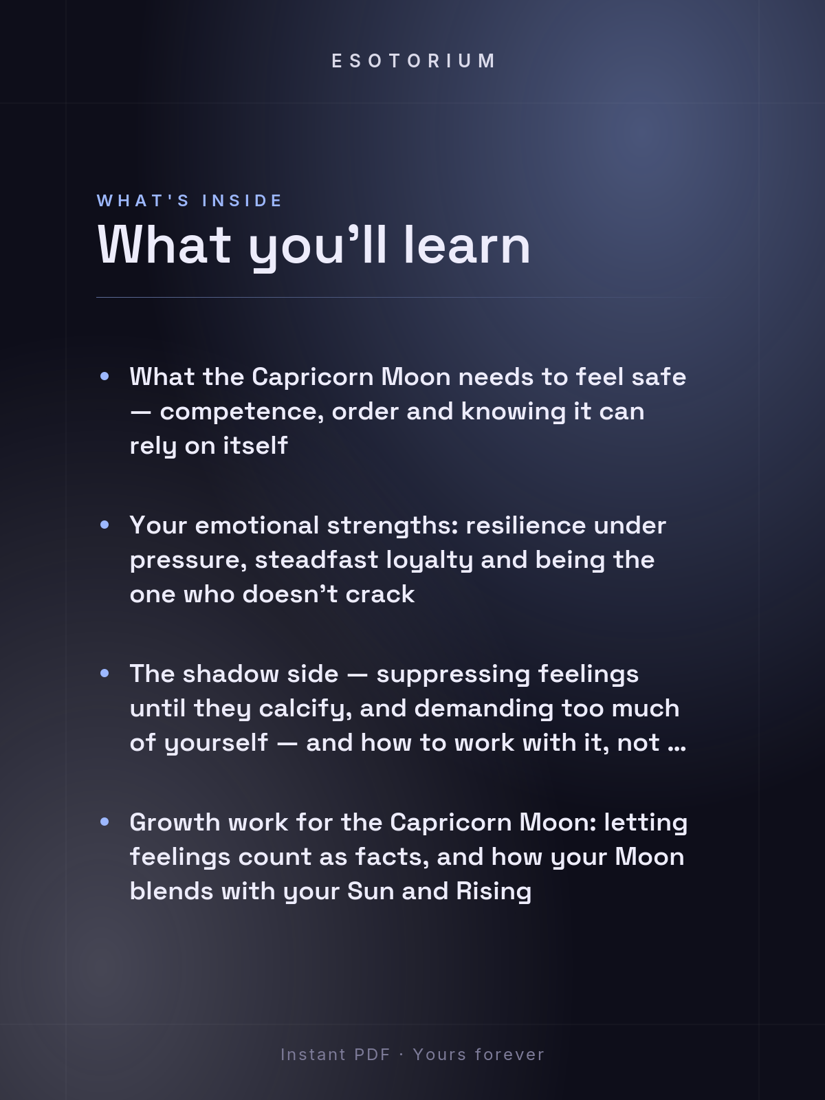 Moon in Capricorn — Meaning in Your Birth Chart — What's inside