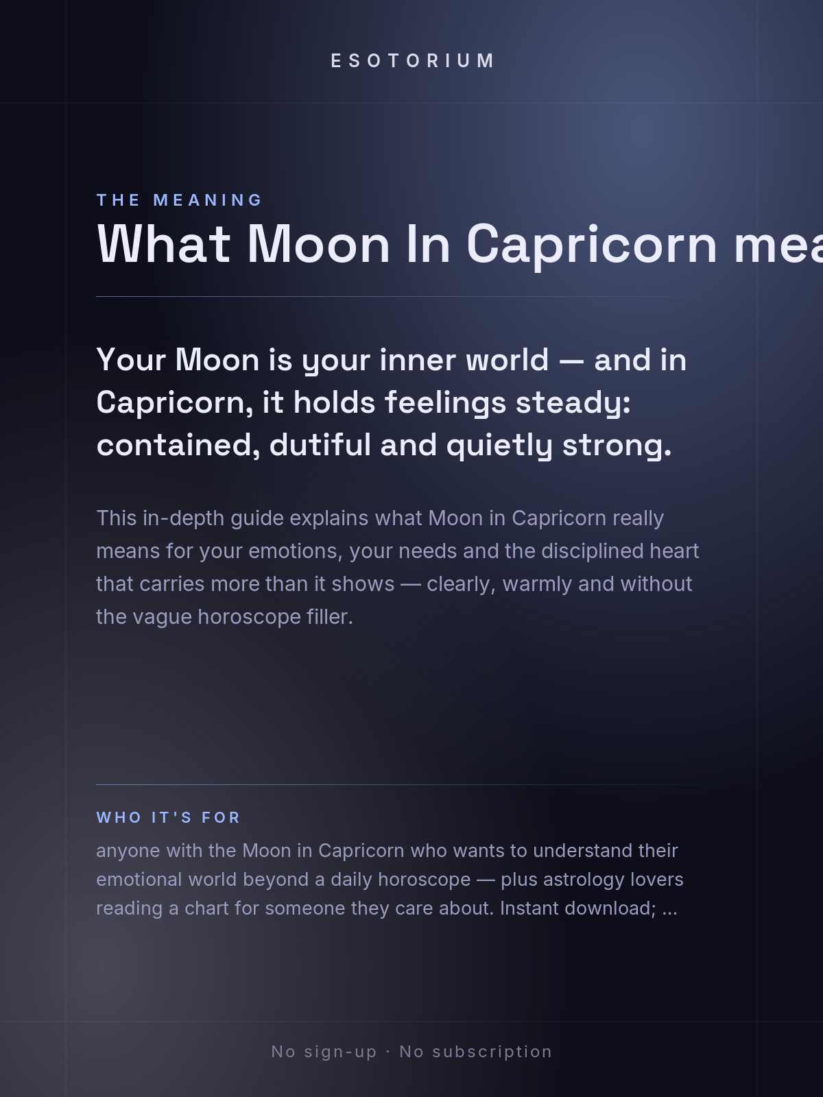 Moon in Capricorn — Meaning in Your Birth Chart — What it means
