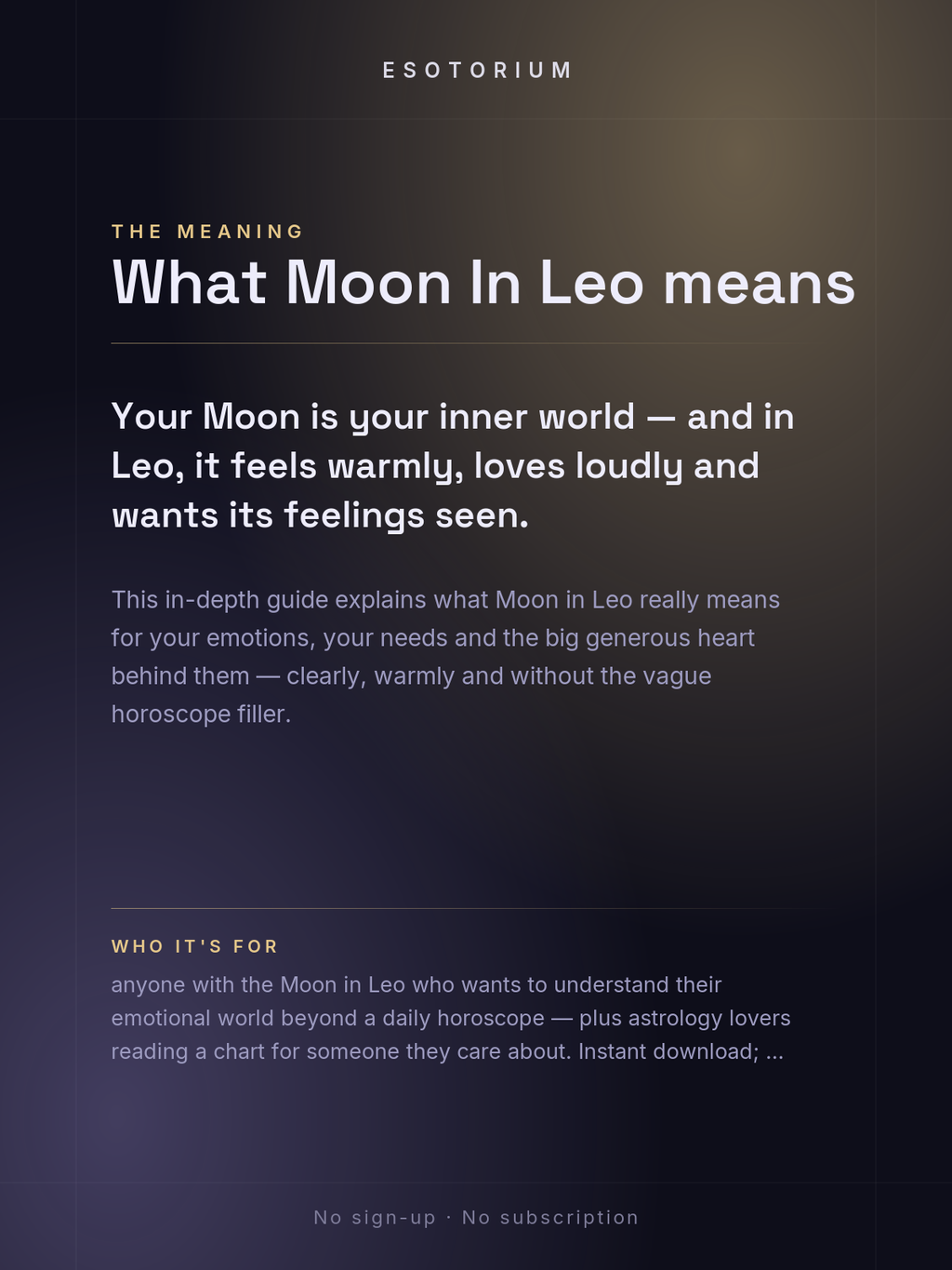 Moon in Leo — Meaning in Your Birth Chart — What it means