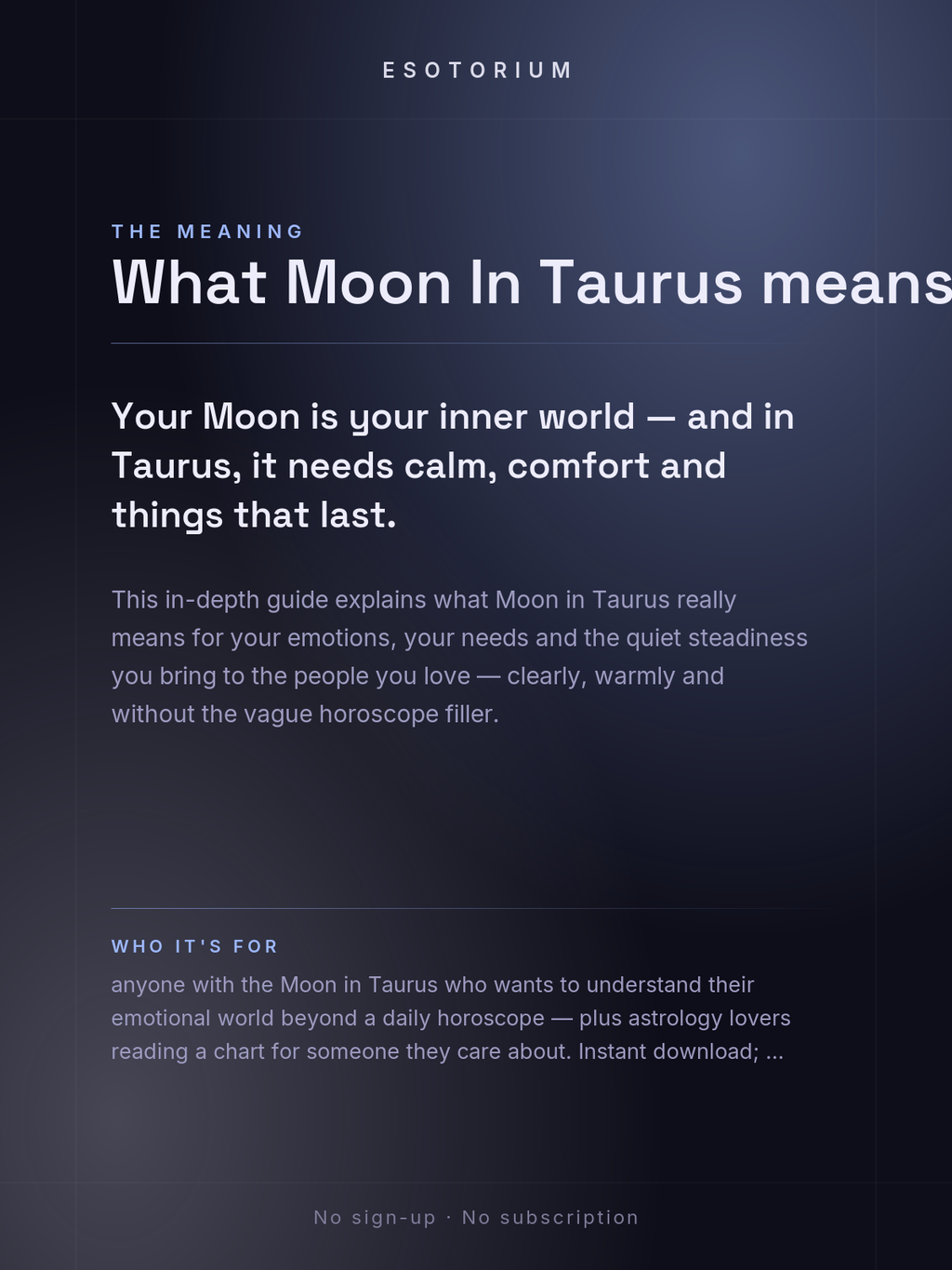 Moon in Taurus — Meaning in Your Birth Chart — What it means