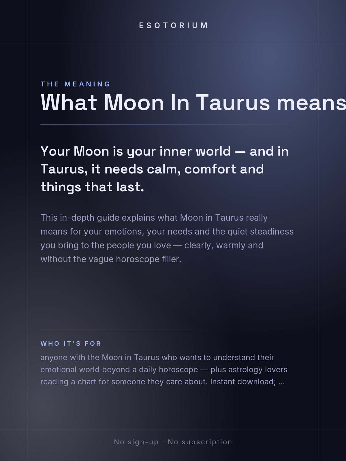 Moon in Taurus — Meaning in Your Birth Chart — What it means