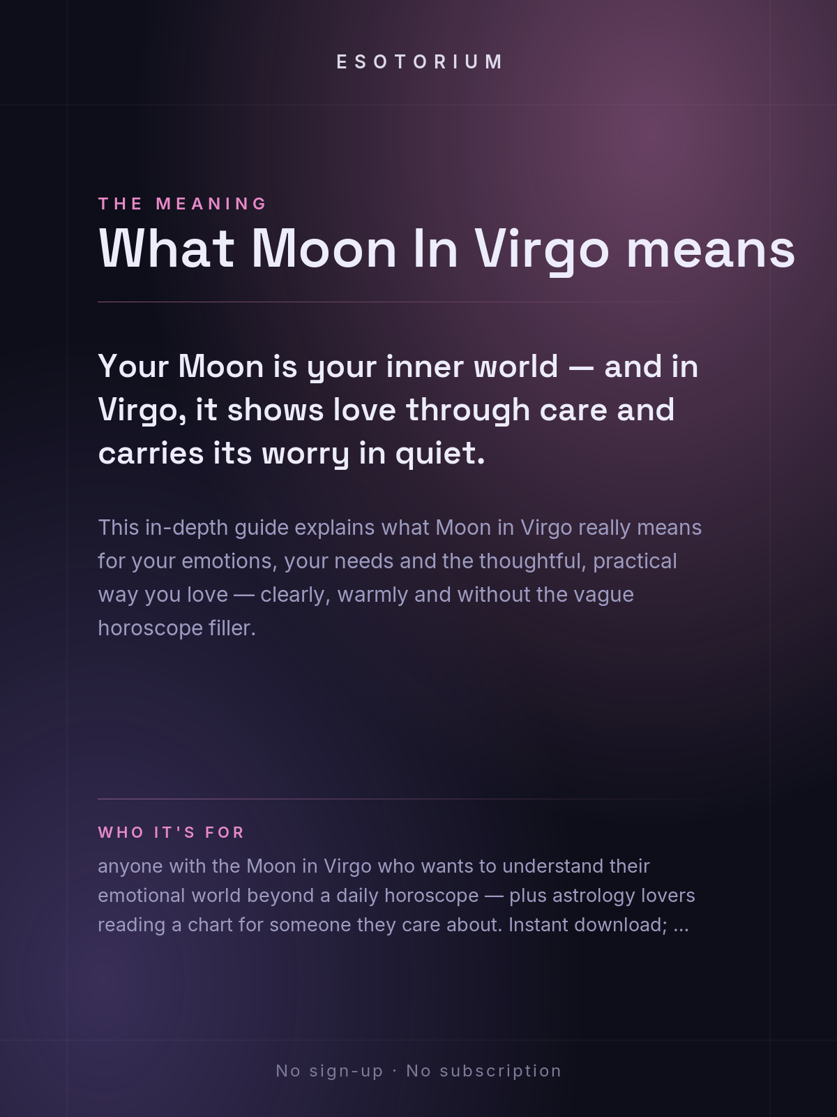 Moon in Virgo — Meaning in Your Birth Chart — What it means
