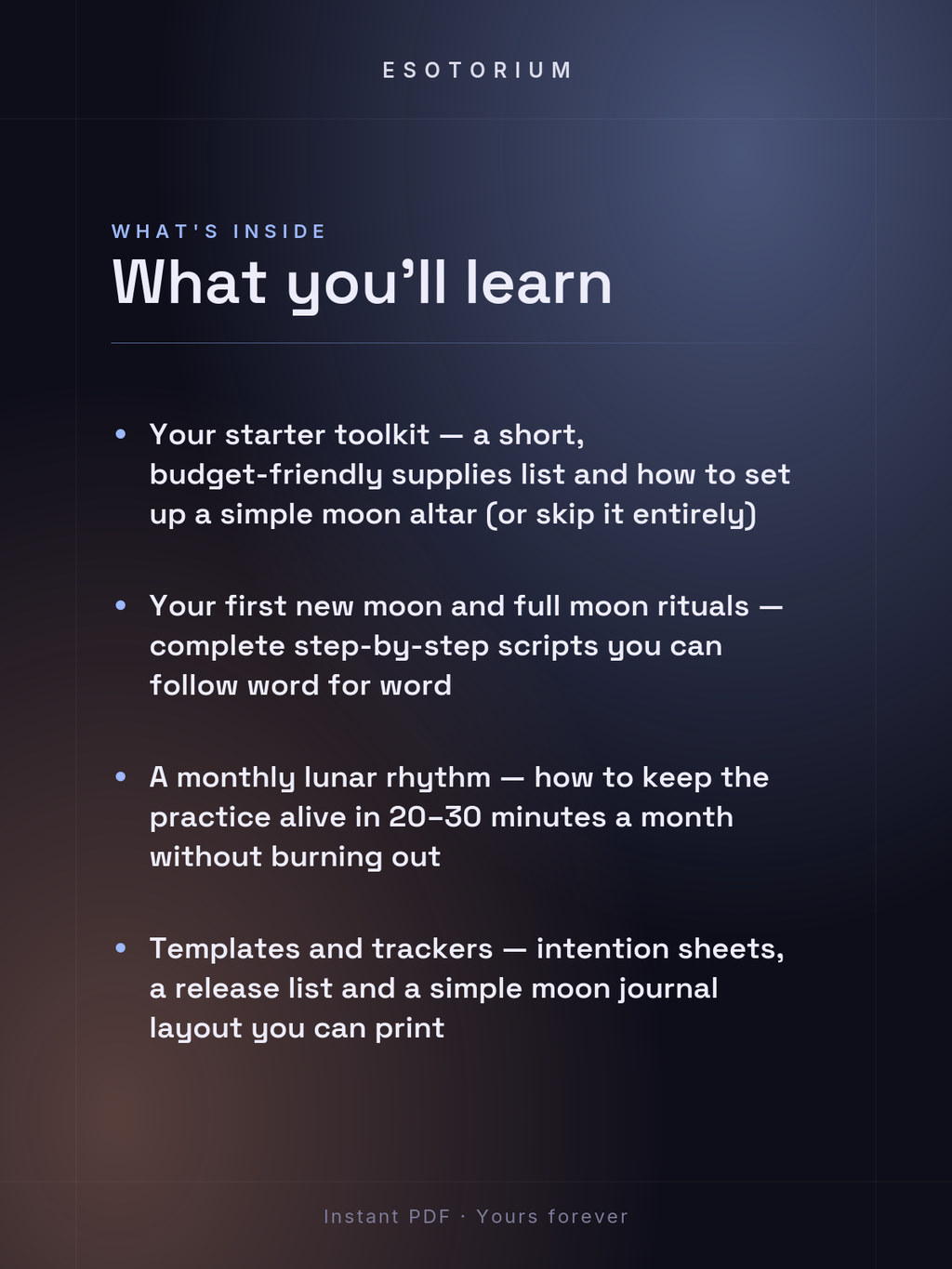 Moon Rituals for Beginners — Start a Lunar Practice — what you'll learn