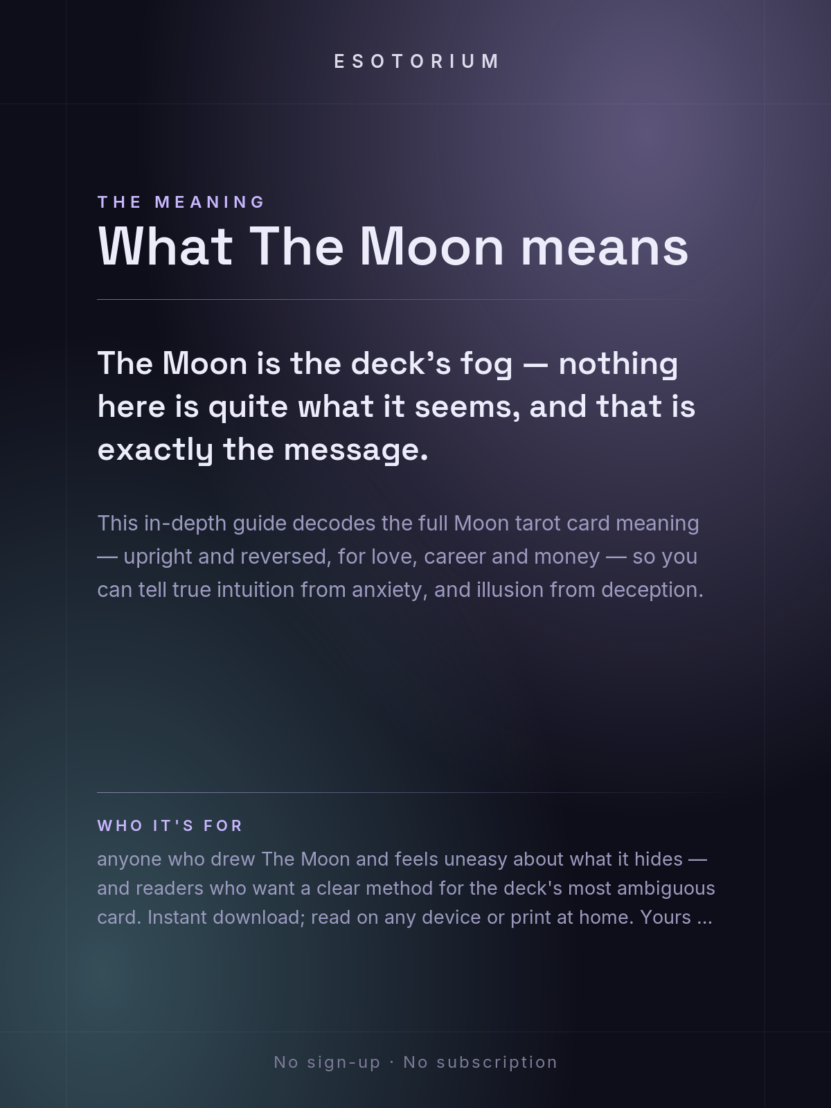The Moon — Tarot Card Meaning (Upright & Reversed) — Who it's for