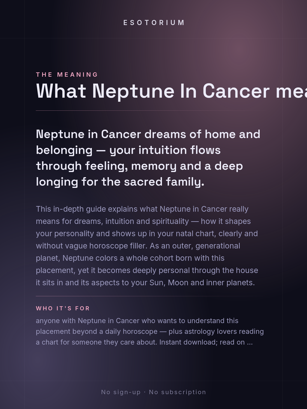 Neptune in Cancer — Meaning in Your Birth Chart — What it means