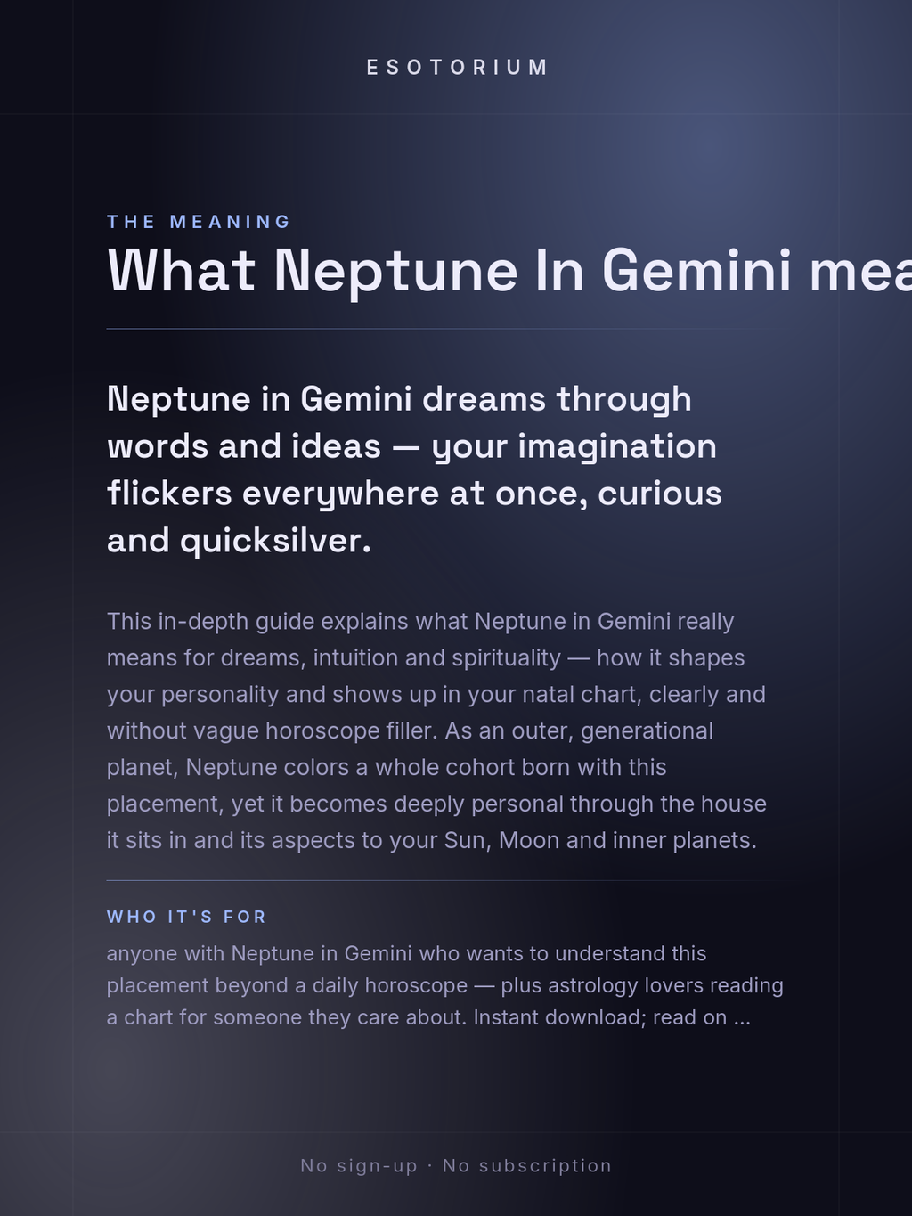 Neptune in Gemini — Meaning in Your Birth Chart — What it means