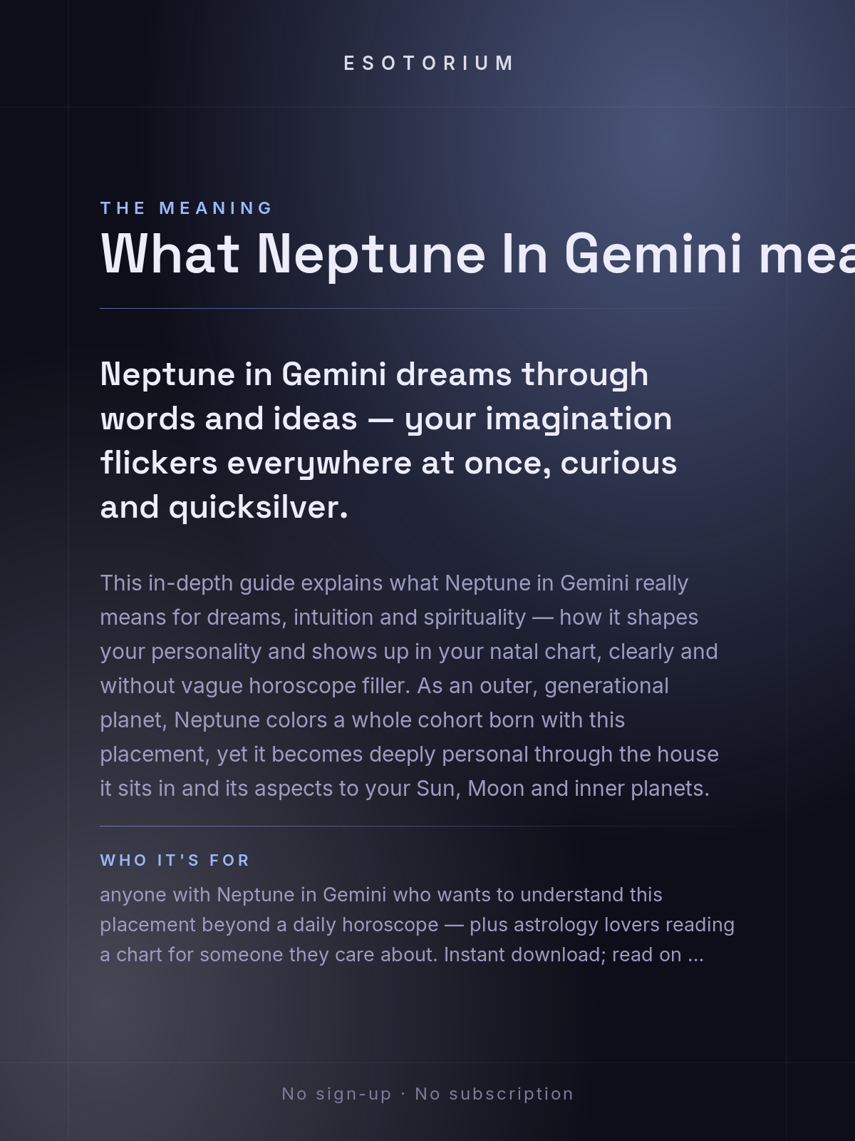 Neptune in Gemini — Meaning in Your Birth Chart — What it means