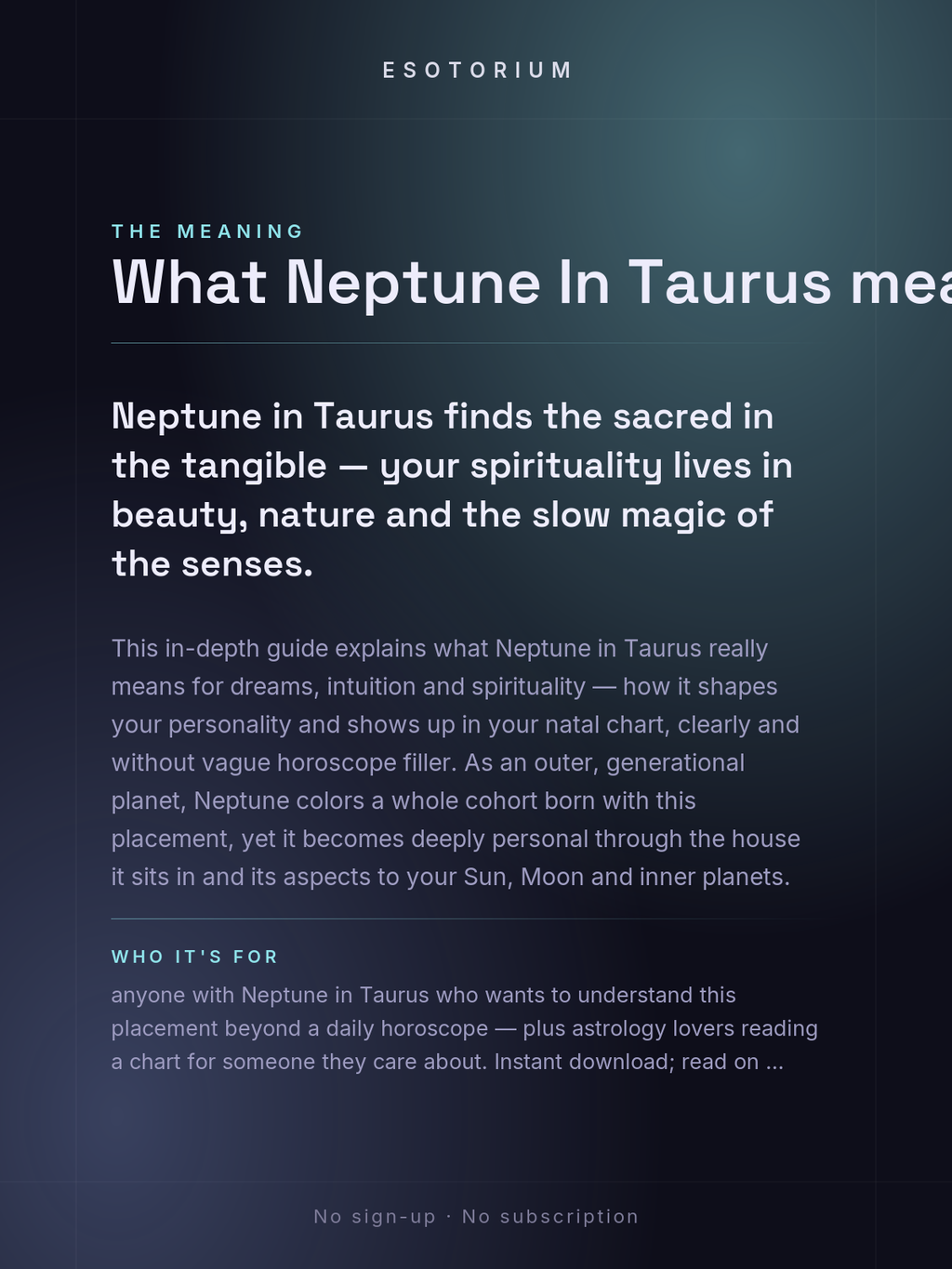 Neptune in Taurus — Meaning in Your Birth Chart — What it means