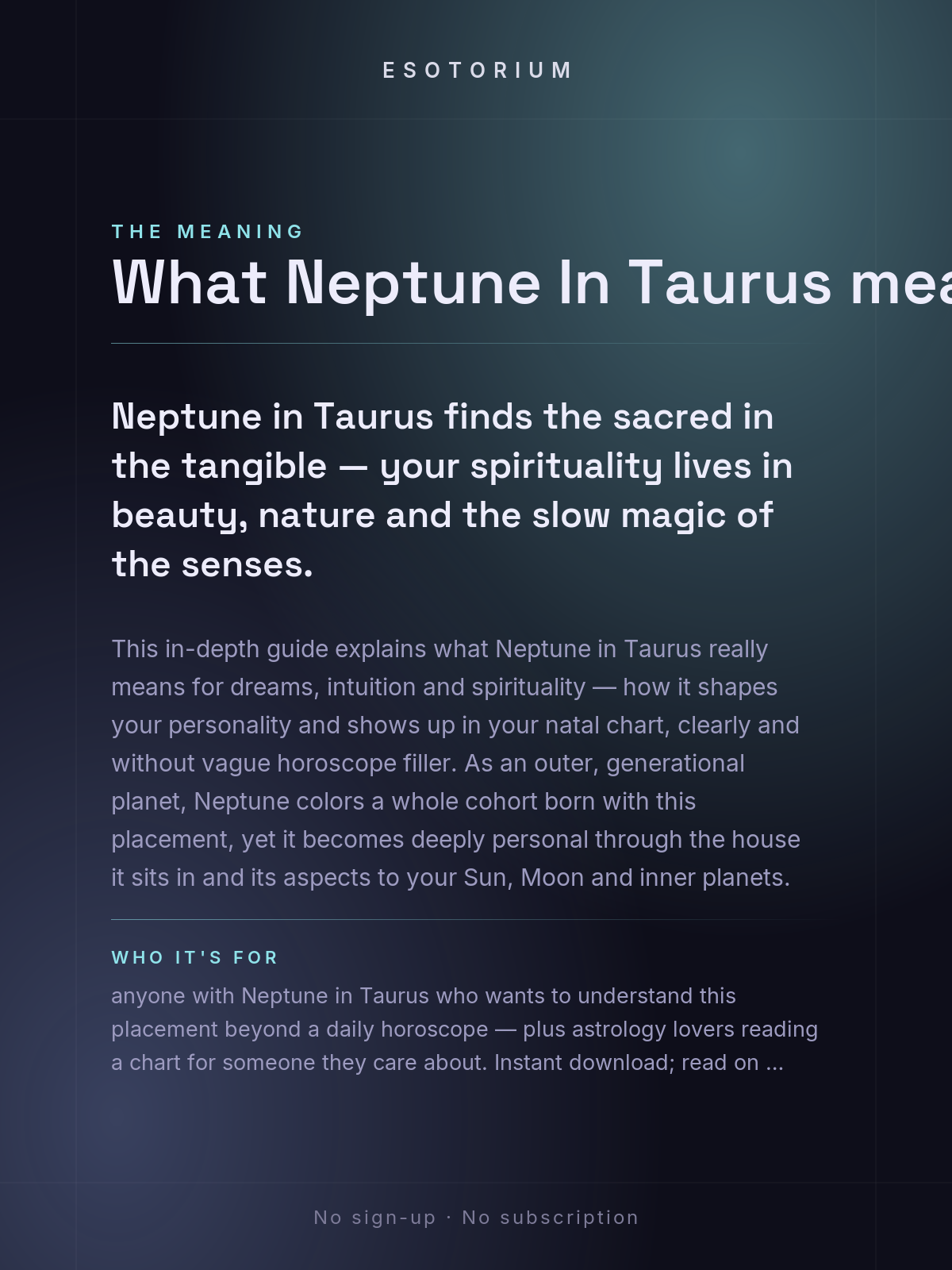 Neptune in Taurus — Meaning in Your Birth Chart — What it means